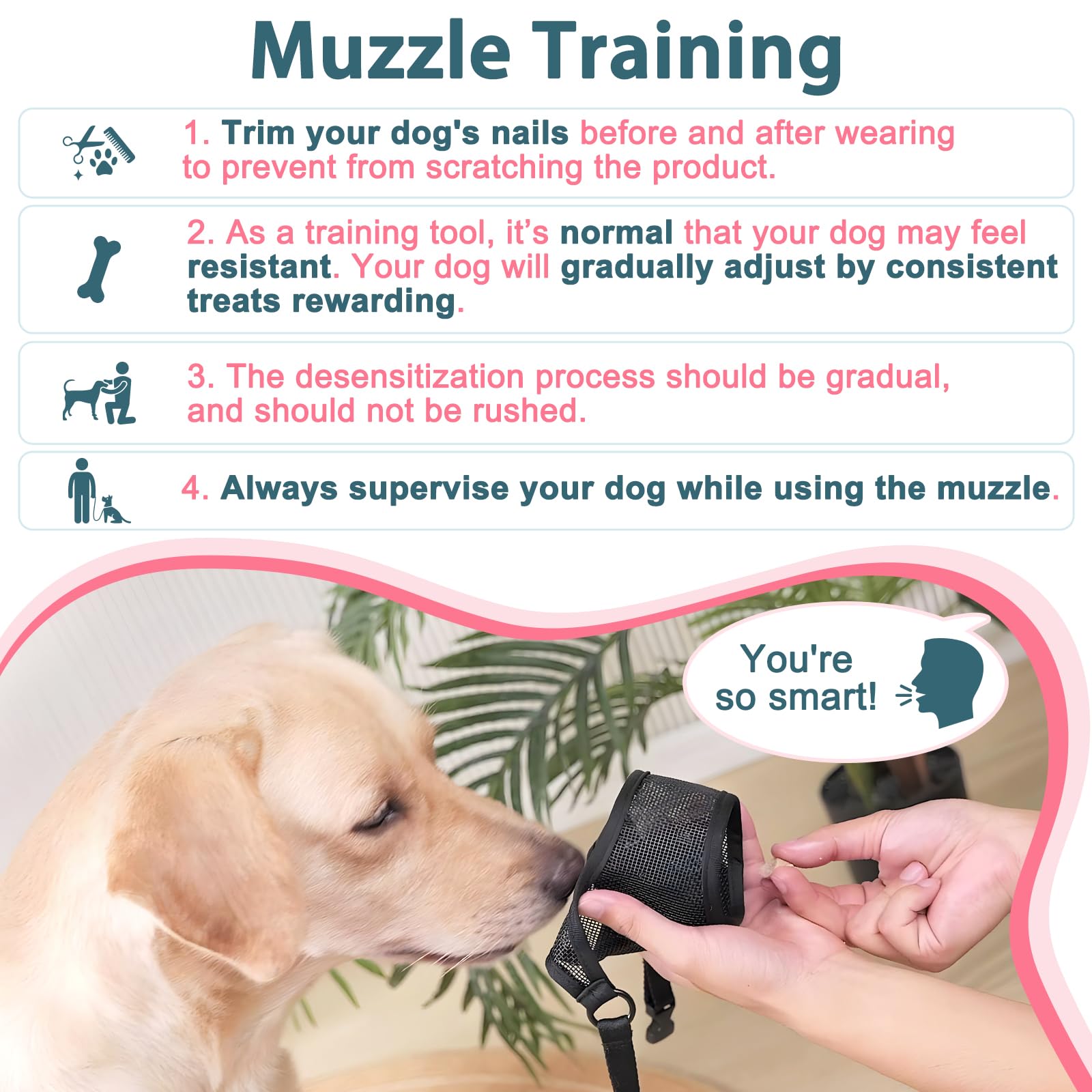 Luckypaw Dog Muzzle, Mesh Dog Muzzle For Large Medium Small Dogs, Soft Mouth Guard For Biting Chewing, Breathable Mouth Cover Wi