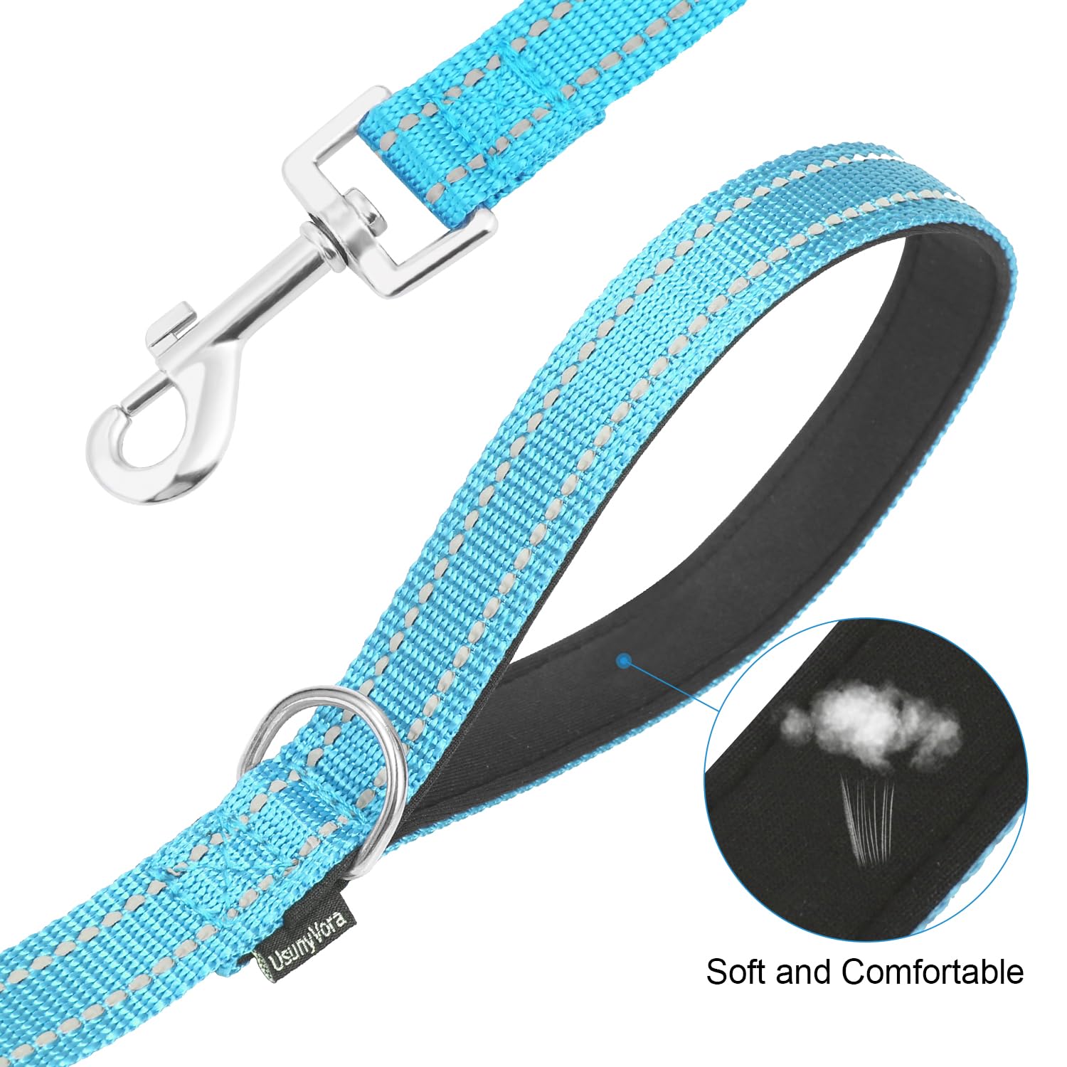 Usunyvora Reflective Nylon Dog Leash For Walking,Strong Dog Leash With Padded Handle For Medium And Large Dogs,4 Ft,Sky Blue