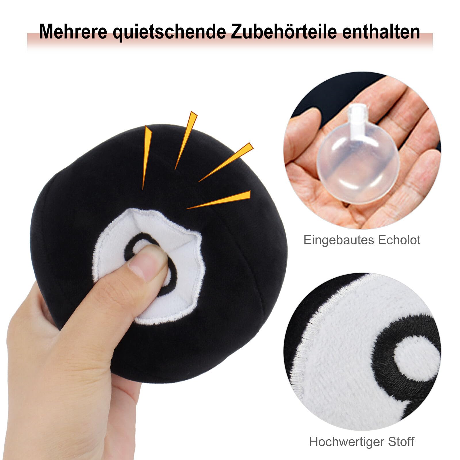 Tonyfy Dog Toys Balls - Chewable Plush Billiards For Dogs, Soft Pet Squeaky Ball Stuffed With Fluffy, Durable Indoor Outdoor Dog
