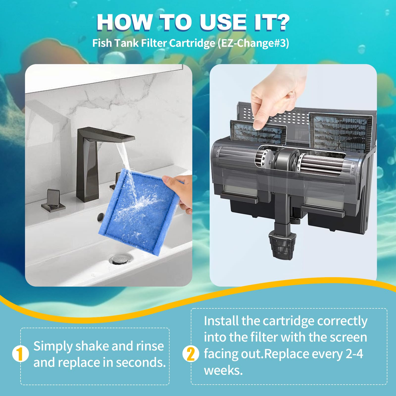 Jiaatga Aquarium Filter Cartridge 16 Pack Rite-Size C & Ez-Change #3 Fish Tank Filter Cartridge Replacement Compatible With Pro