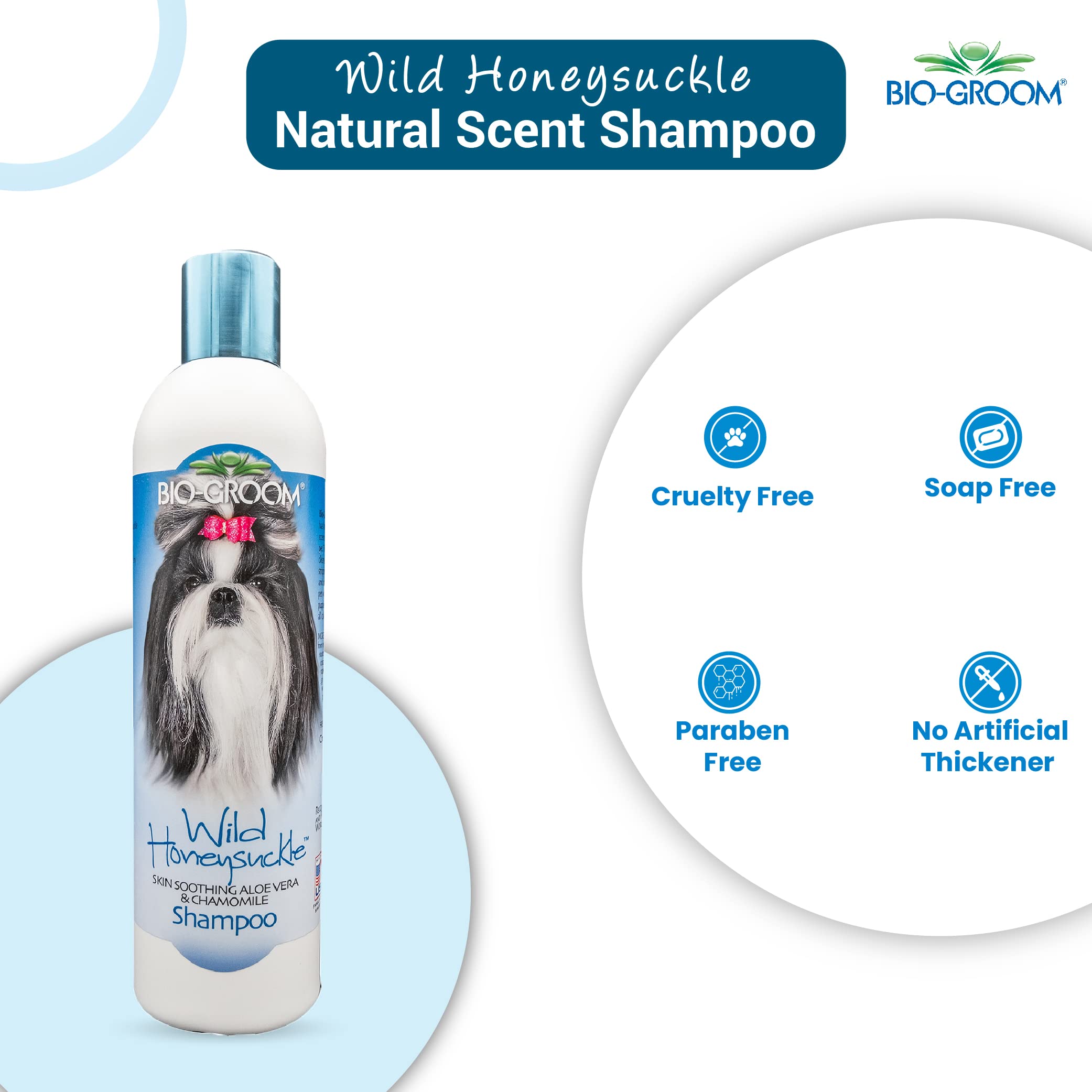Bio-Groom Wild Honeysuckle Dog Shampoo - Natural Scent Pet Shampoo, Aloe Vera, Chamomile, Cat & Dog Bathing Supplies, Puppy Wash