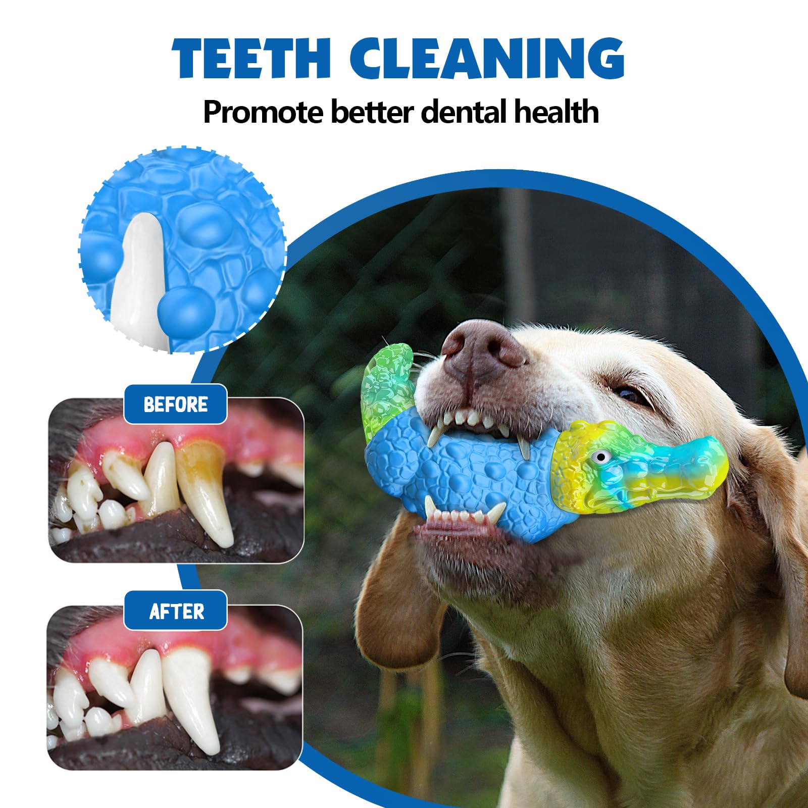 Tooptate Dog Toys For Aggressive Chewers - Indestructible Dog Toy Squeaky Chew Toys For Large And Medium Breeds To Keep Them Bus