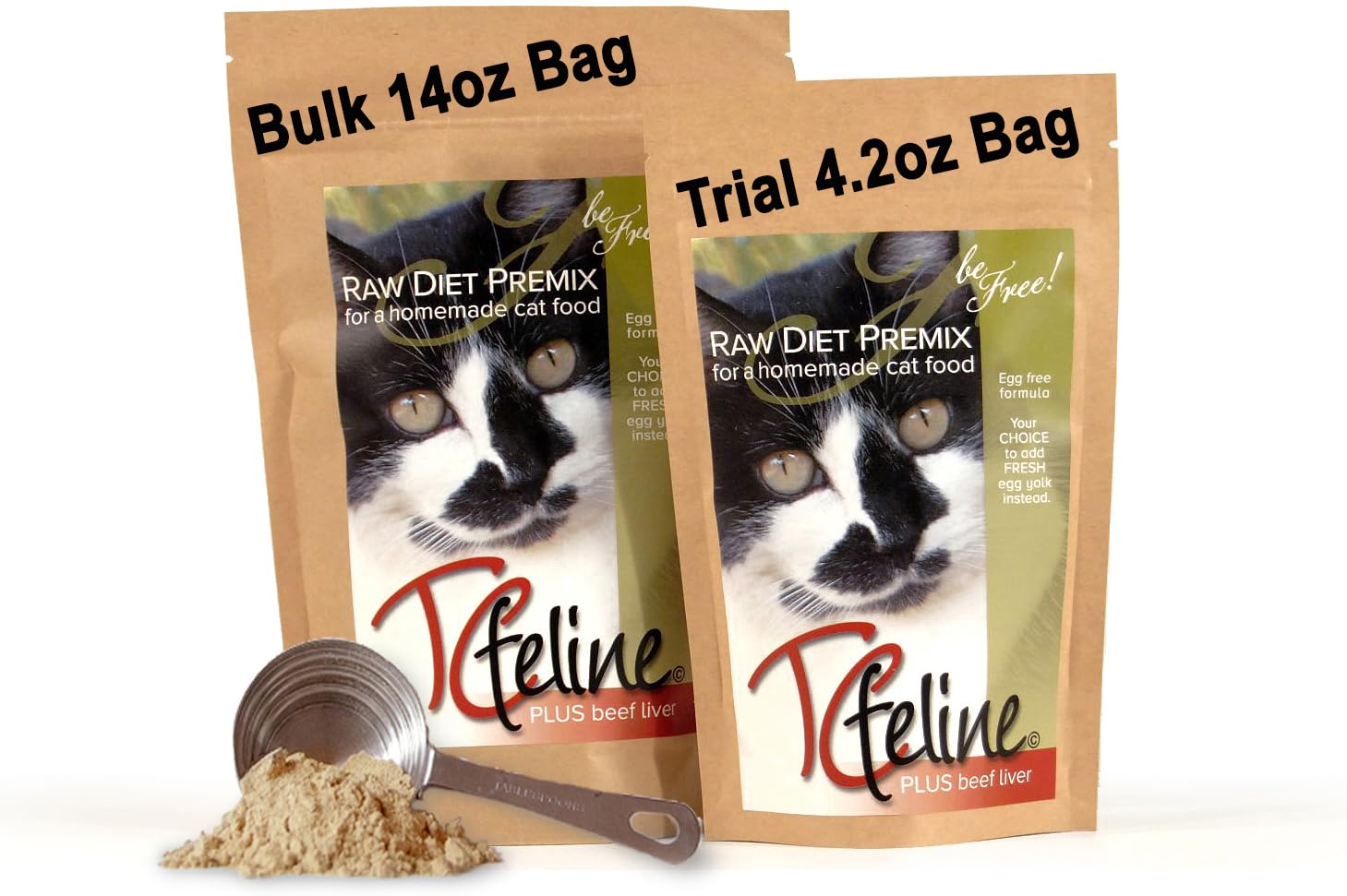 TCfeline RAW Cat Food Premix/Supplement to Make a Homemade, All Natural, Grain Free, Holistic Diet - with Beef Liver (Trial 4.2 