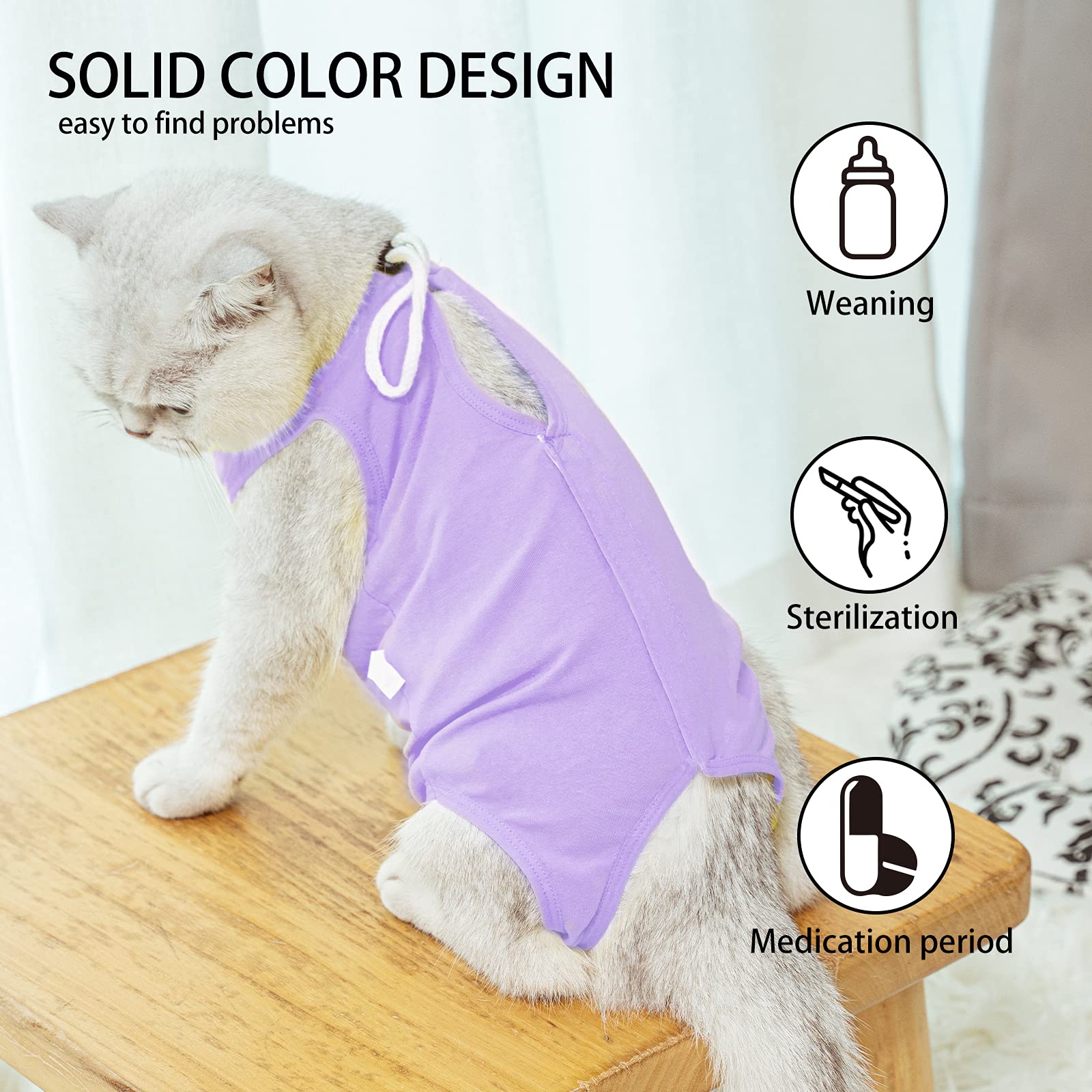 Kitten Onesies,Cat Recovery Suit For Abdominal Wounds Or Skin Diseases,After Surgery Wear Anti Licking Wounds,Breathable E-Colla
