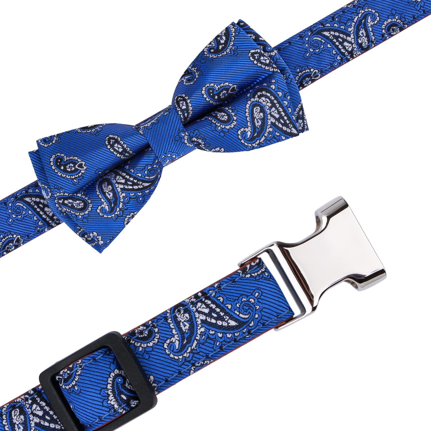Rhea Rose Bowtie Dog Collars Blue Paisley Pattern Small