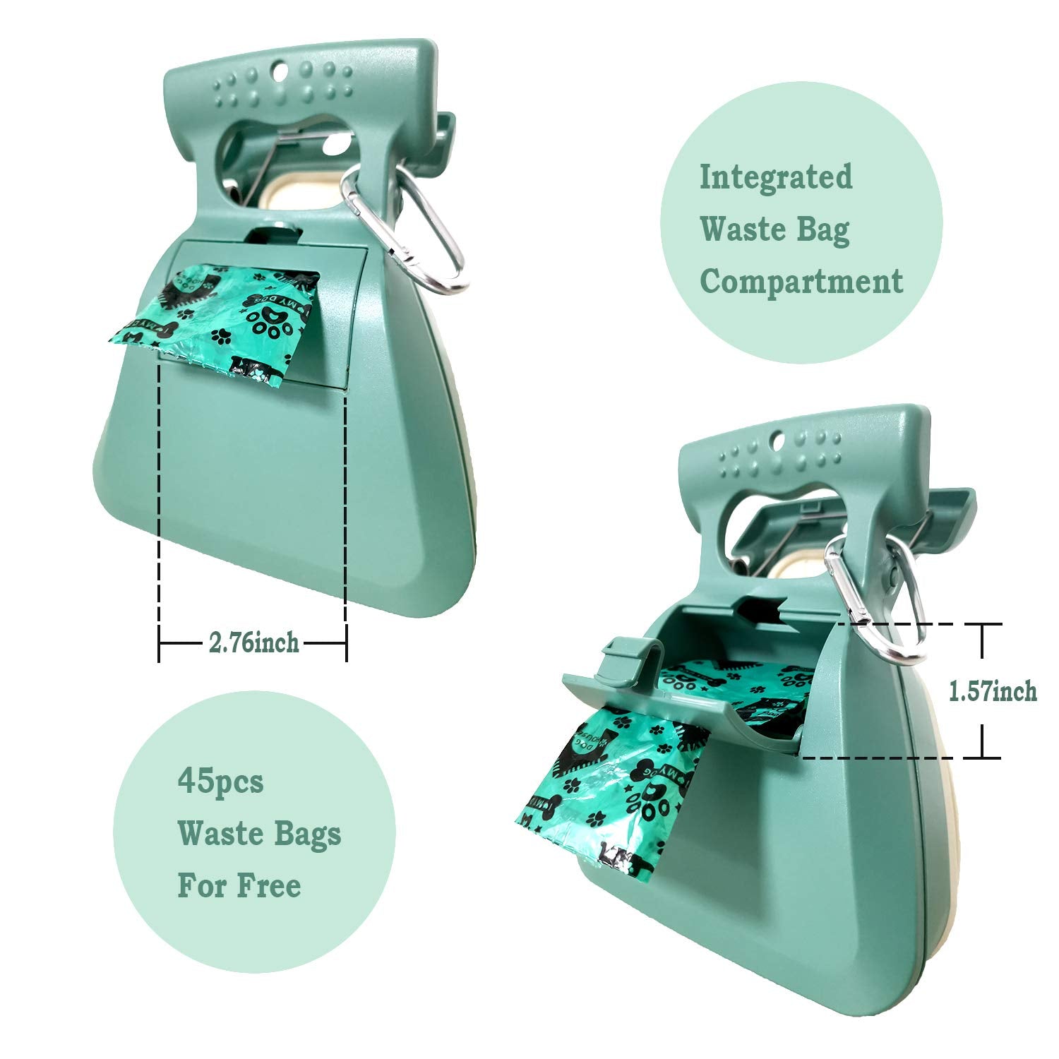 Jondarla Dog Pooper Scooper, Portable Poop Scooper Handheld Size For Walking Large And Small Dogs Outside Yard Or Travel Outdoors, Pup Poop Scoop With Container And 30Pcs Pet Waste Bag Attachment