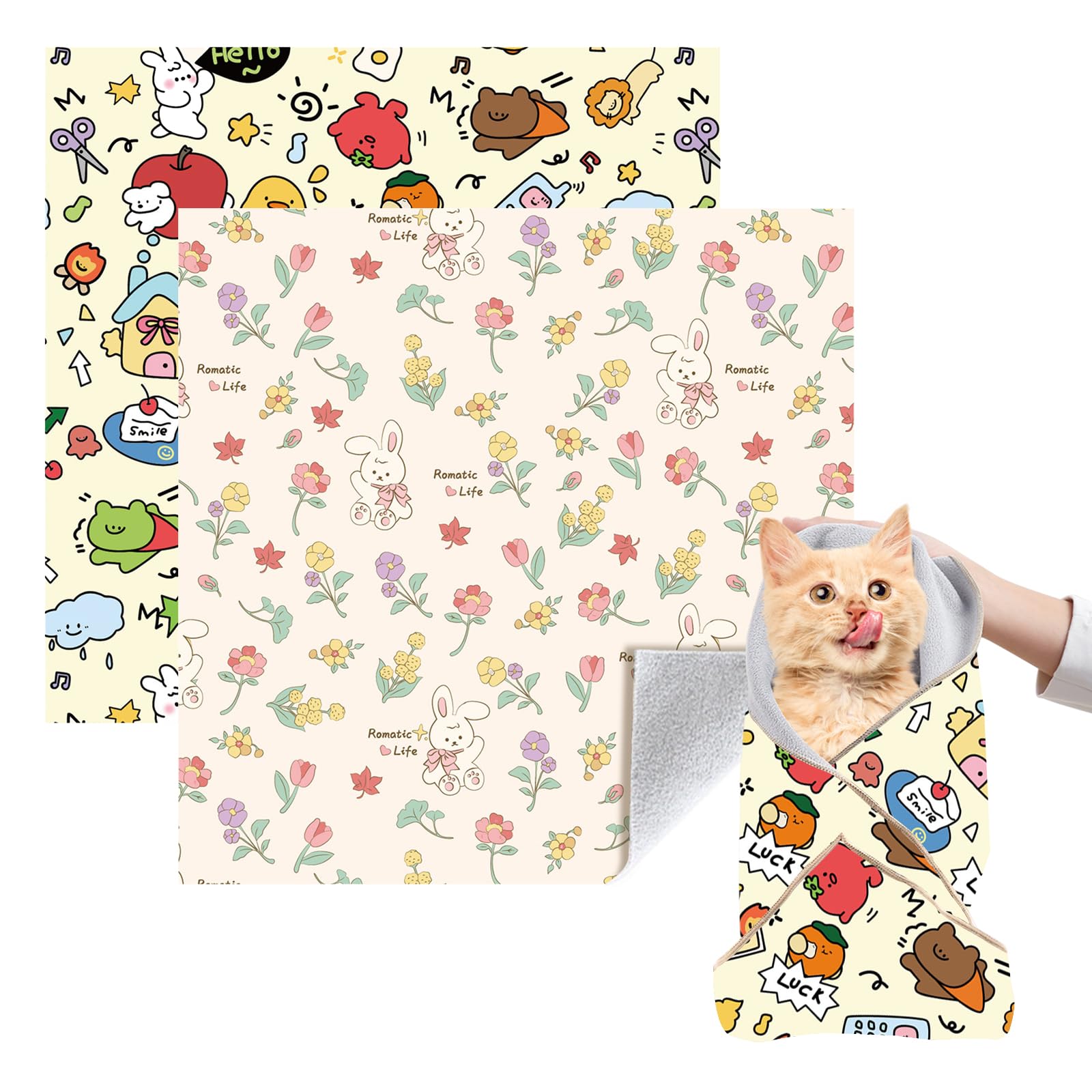 Virgoccy Cat Grooming Wrap, 2Pcs [L] Cat Restraint Wrap For Nail Clipping, Ear Cleaning, And Teeth Brushing, Self-Adherent, Anti