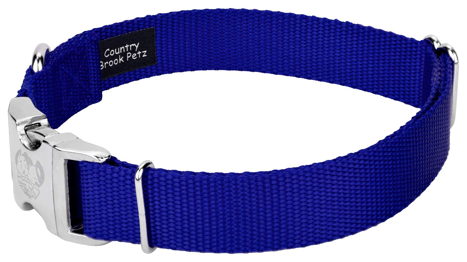 Country Brook Design - Vibrant 30+ Color Selection - Premium Nylon Dog Collar With Metal Buckle (Small, 3/4 Inch, Bright Royal Blue)