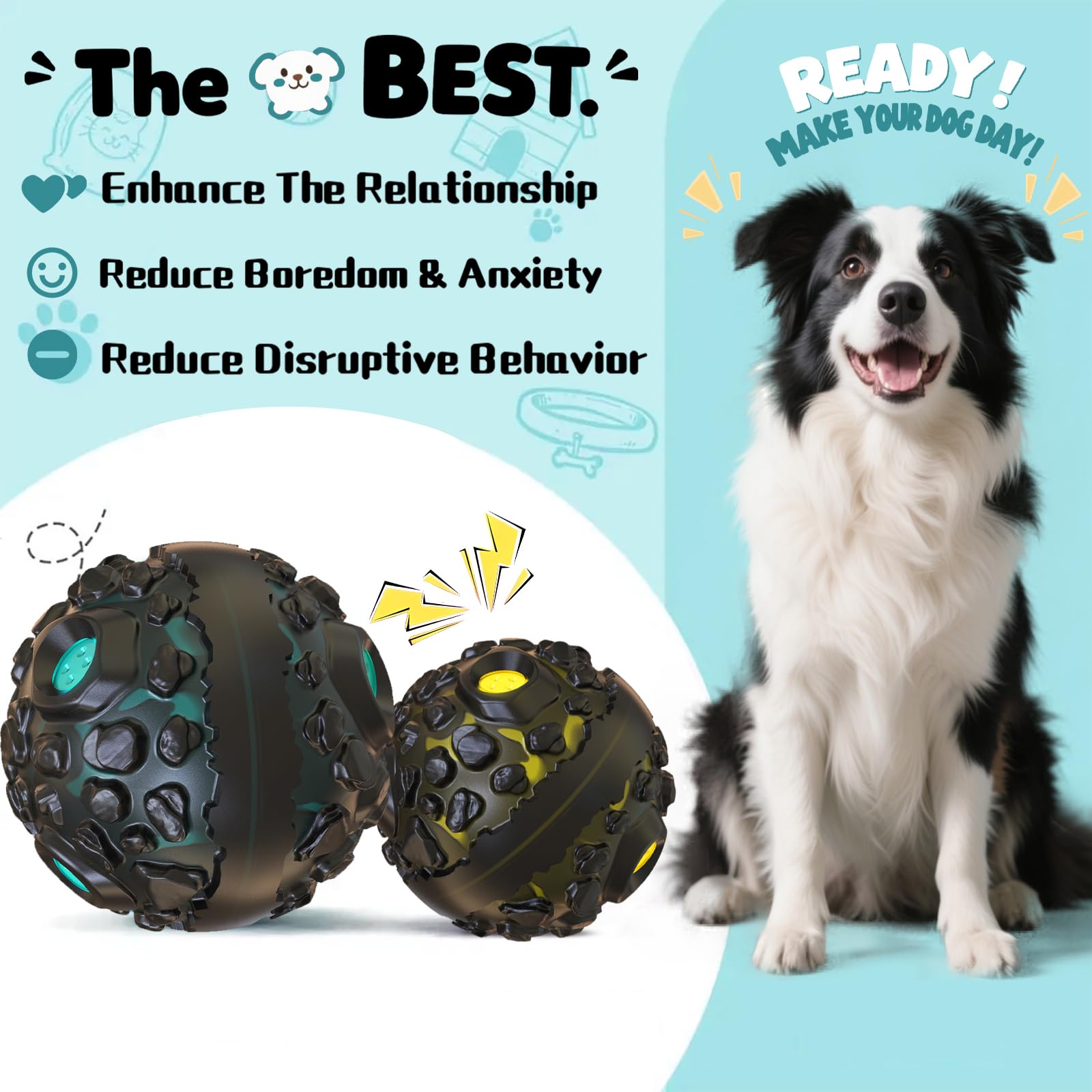2 Pcs Dog Ball Toy for Aggressive Chewers, Interactive Dog Ball with Funny Squeaky When Wiggle, Wiggle Balls Dogs Toys for Small