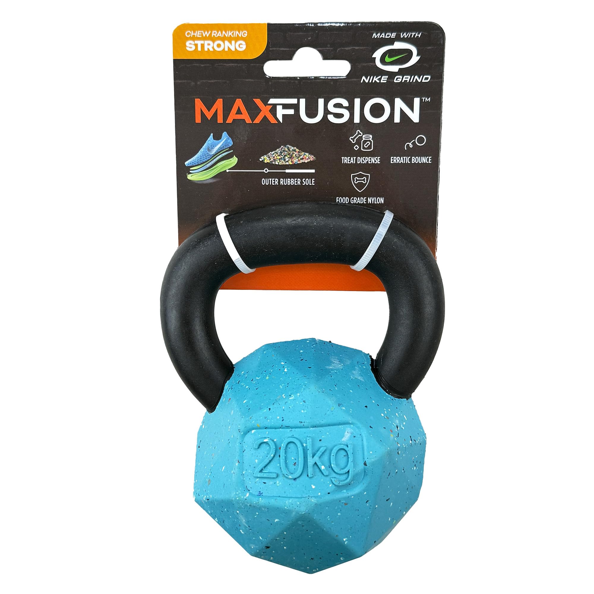 Max Fusion Made With Nike Grind, Arlee Kettlebell Treat Dispensing Dog Toy, Durable Blue Dog Treat Toy, Treat Dispenser Toys, Na