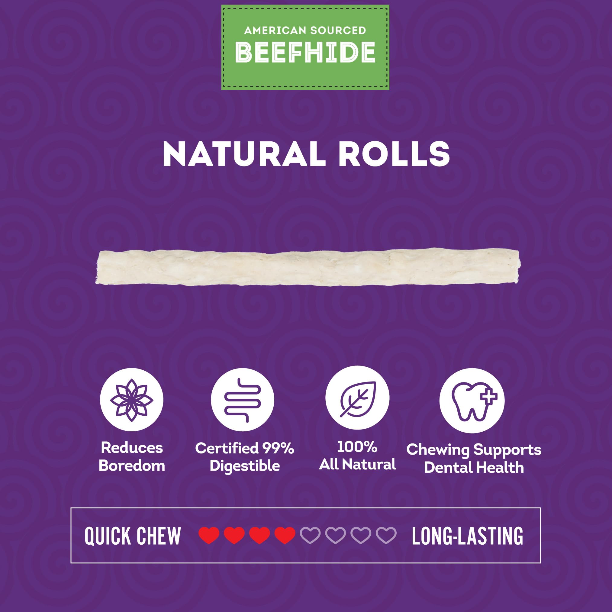 Treatly Beefhide Munchy Sticks 5 Dog Chew Treats - Natural Flavor, 1.5 lb/1 Pack