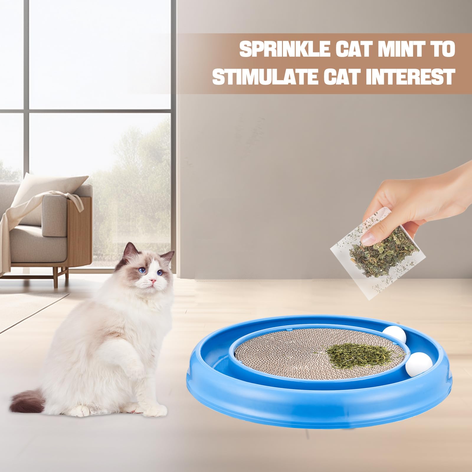 Peomliee Cat Scratching Board With Balls For Cats Grinding Claw, Round Cat Scratcher Interactive Toy, Cat Ball Track Scratcher P