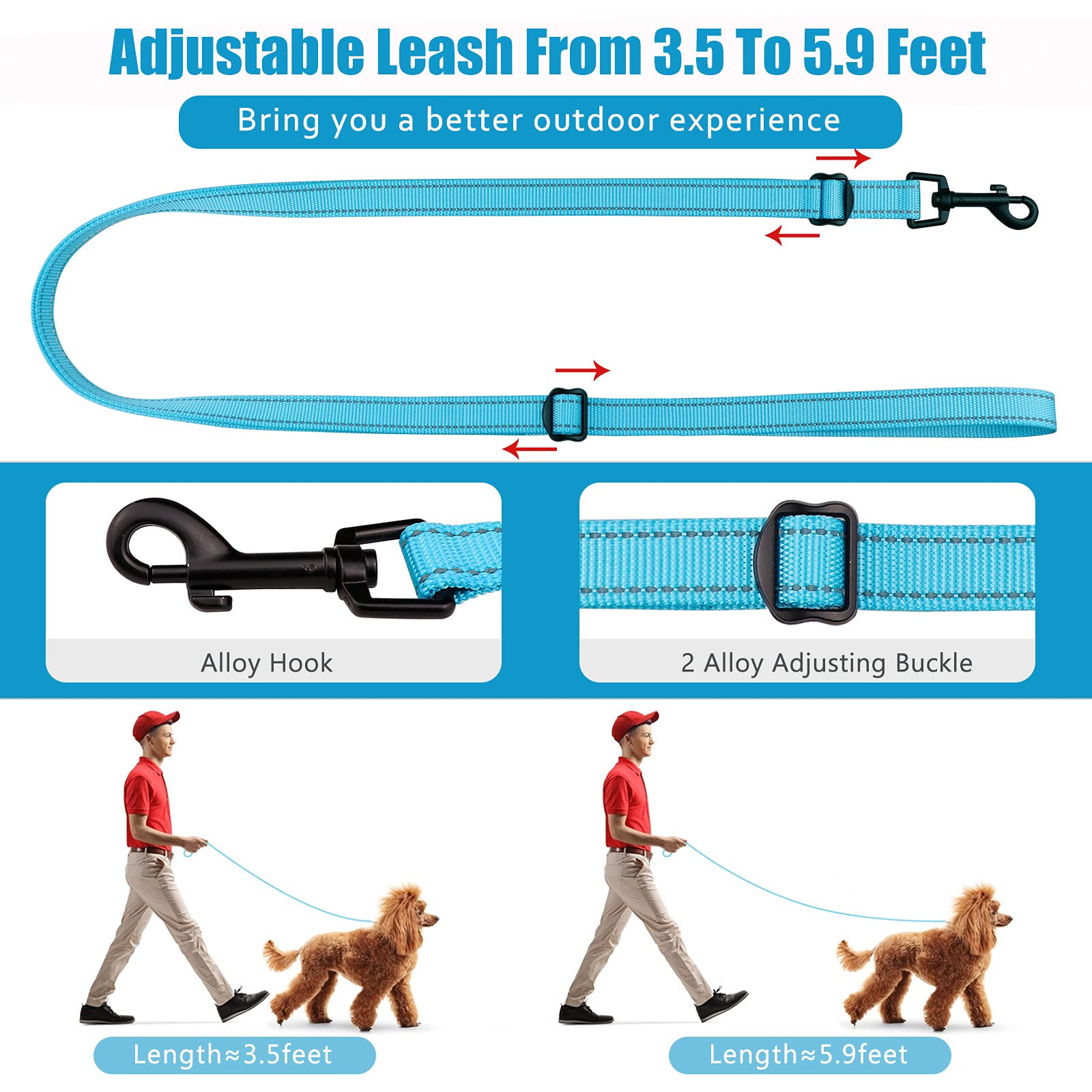 Martingale Dog Collar And Leash Set Martingale Collars For Dogs Reflective Martingale Collar For Small Medium Large Dogs(Sky Blue&L)