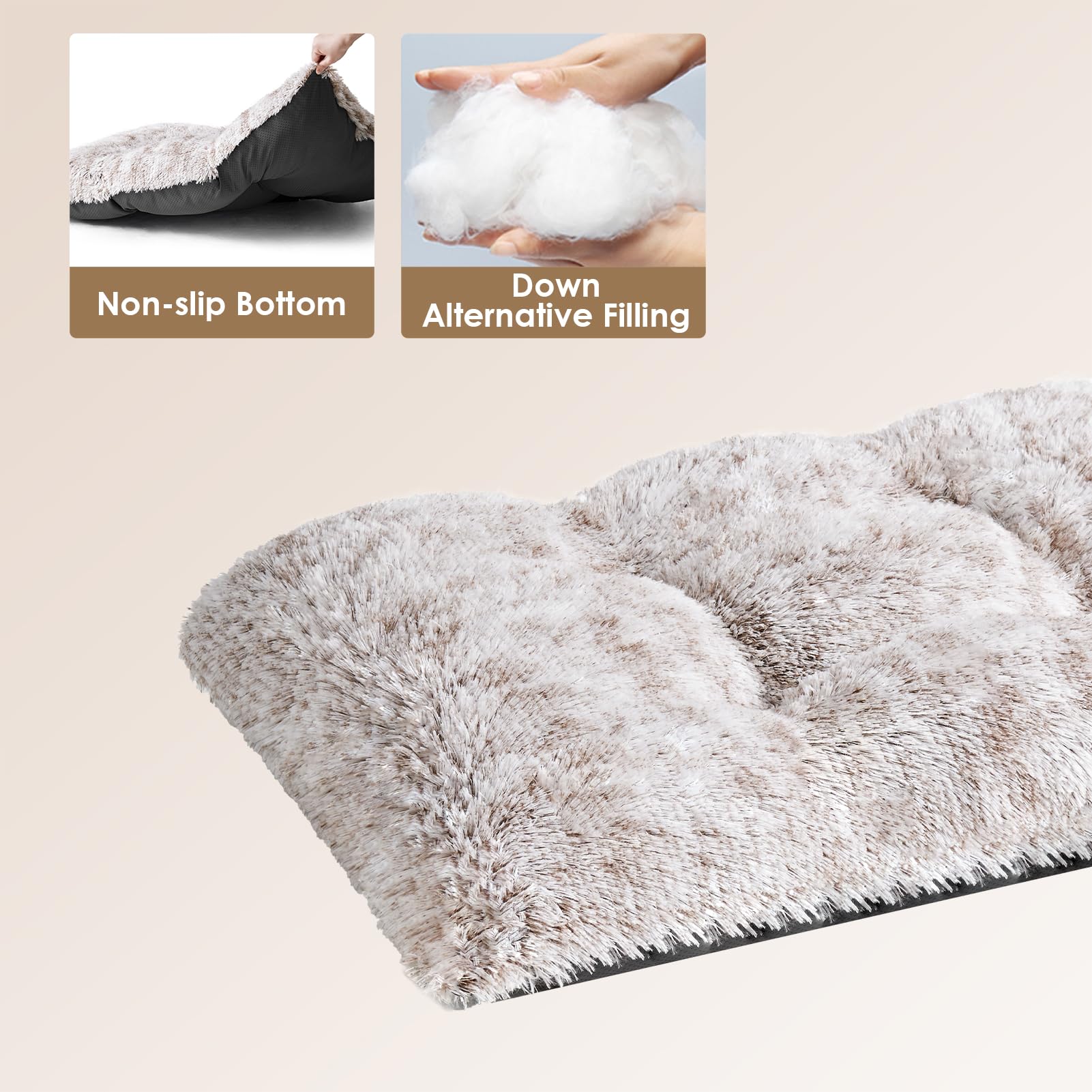 Eheyciga Fluffy Dog Crate Bed For Medium Dogs, Plush Faux Fur Crate Pad, Calming Anti Anxiety Medium Dog Bed, Washable Soft Warm