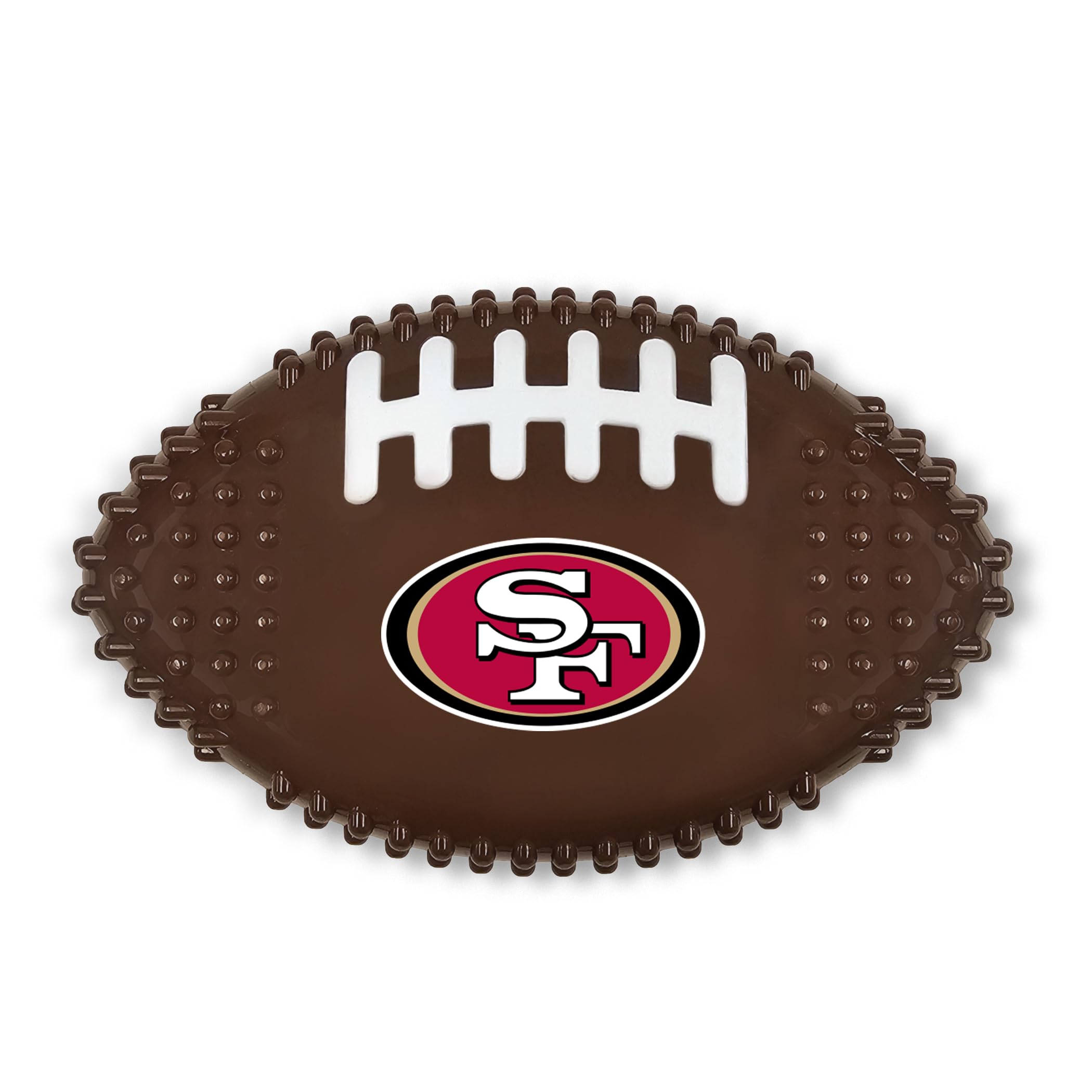 Nfl San Francisco 49Ers Mega-Chew Hard Nylon Bacon-Flavored Dog Bone Football Chew Toy. Indestructible Interactive Toy Tough Dog