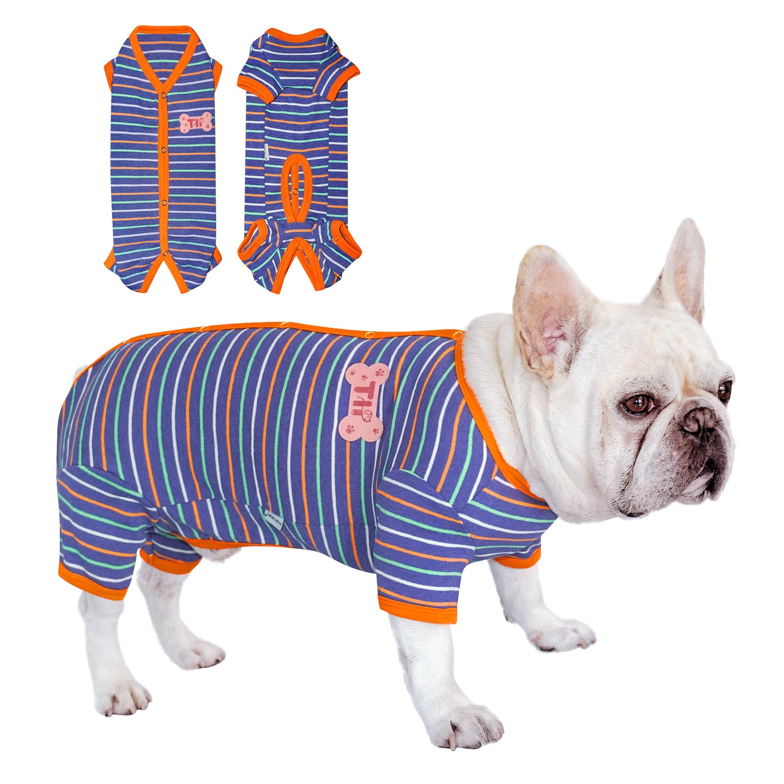 Tony Hoby Dog Jumpsuit Pajamas With Thermal For Small Medium Dogs (Navy Blue, Boy, Xl)