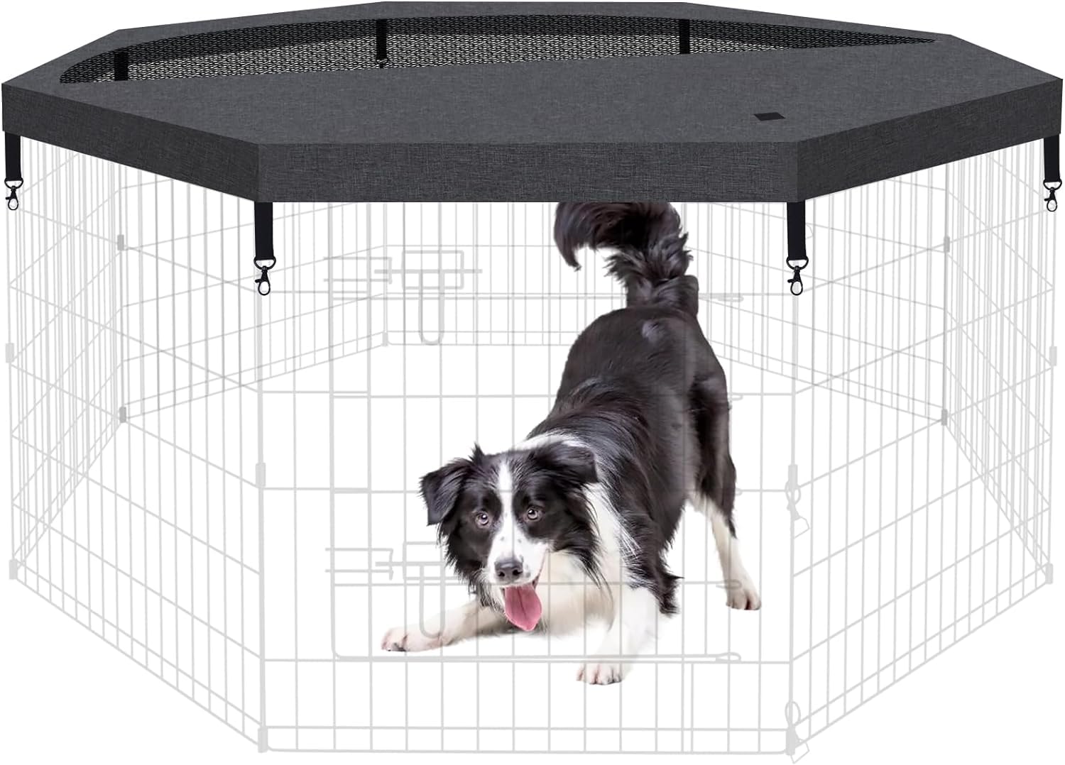 Dog Pet Playpen 8 Panel 24 Inch Top Cover For Small Medium Pets Indoor Outdoor (Only Cover,Playpen Not Included)(Black Top Cover
