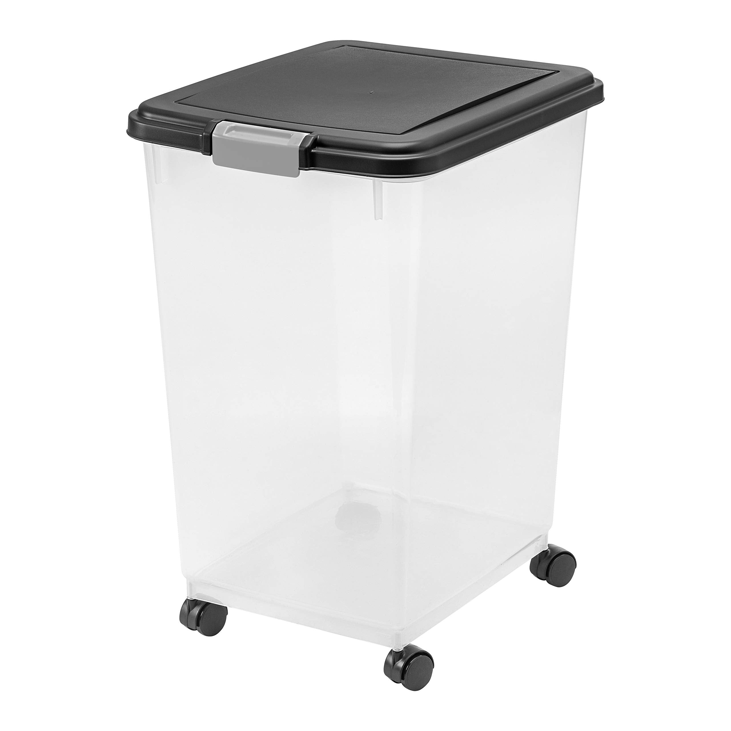 IRIS USA Dog Food Storage Container, Up to 54 Pounds, Attachable Wheels, For Dog Cat Bird and Other Pet Food Storage Bin, Keep F