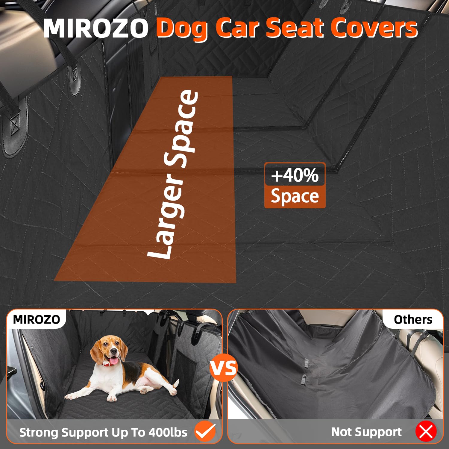 Mirozo Back Seat Extender For Dogs, 600D Heavy Durable Car Seat Cover For Dogs Seat Cover With Door Protectors For Traveling Wit