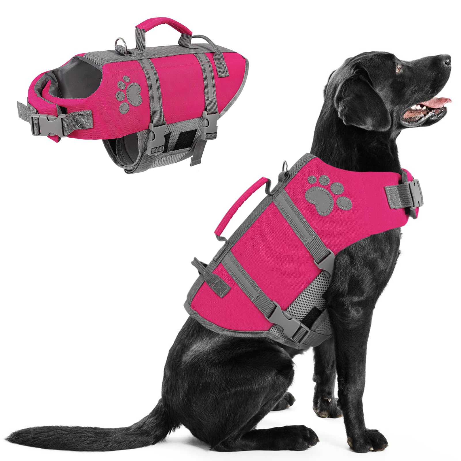 Queenmore Large Dog Life Vest For Swimming, Xl Dog Life Jacket With Hoook/Handle, Big Dog Floating Vest For Pool
