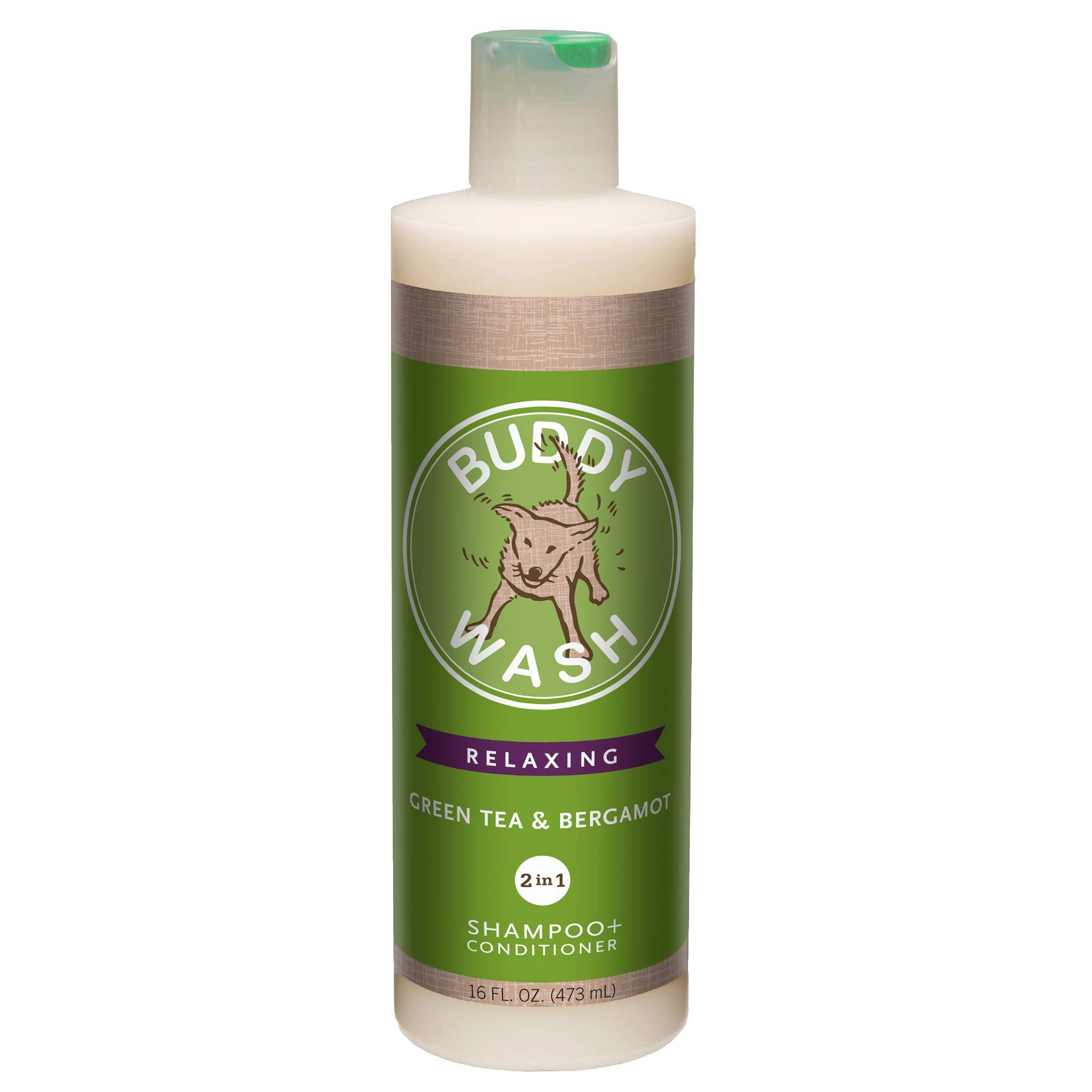 Buddy Wash 2-in-1 Dog Shampoo and Conditioner for Dog Grooming, Green Tea & Bergamot, 16 oz. Bottle