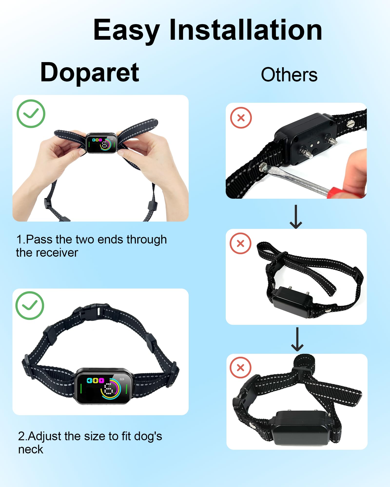 Dog Collar Replacement Strap For Shock, Bark & Training Collars - Adjustable Reflective Nylon Strap, Durable E-Collar Band Compa