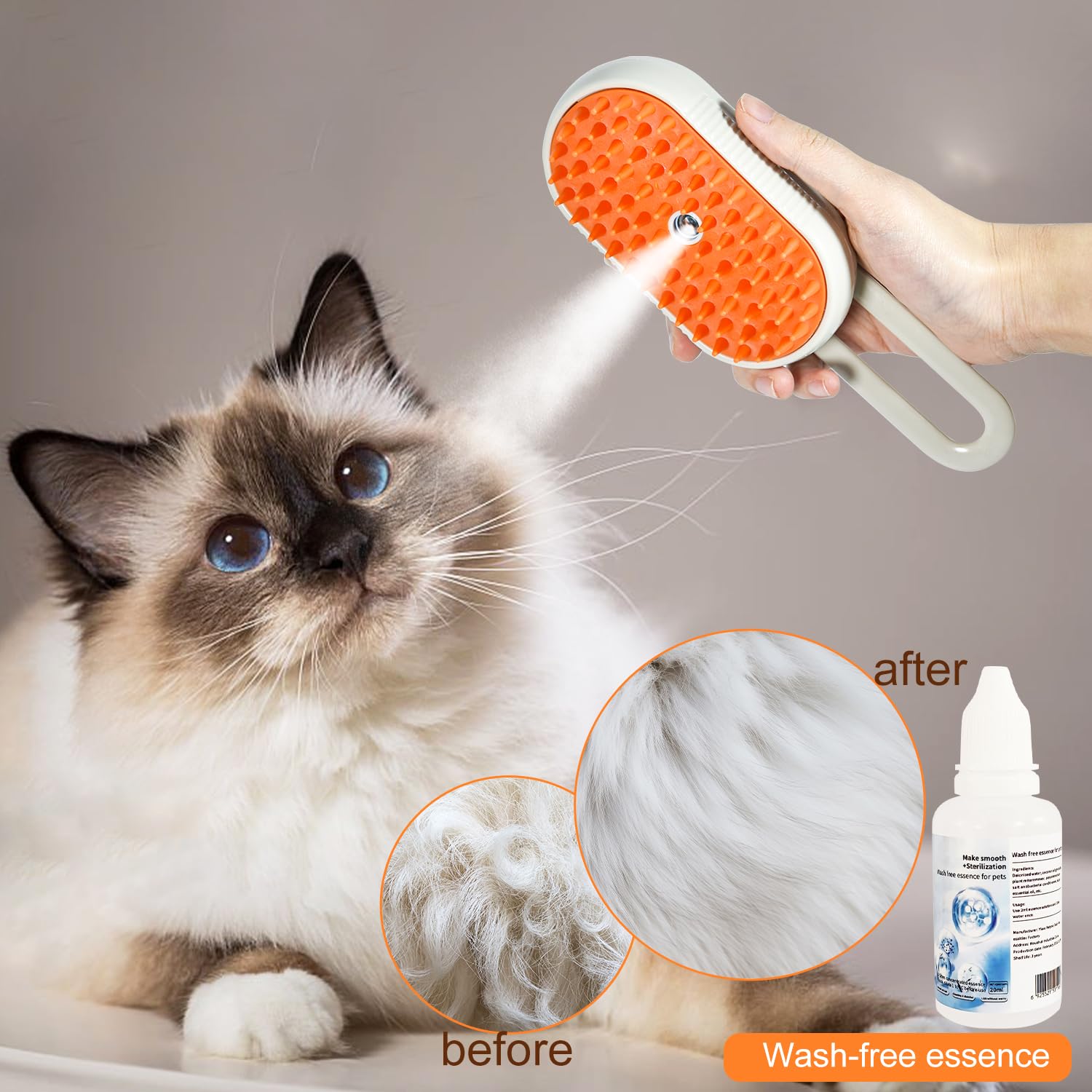 Cat Steam Brush For Shedding, Rechargeable 4 In 1 Cat Grooming Tool For Massaging, Pet Grooming Brush With Spray, Hair Removal C