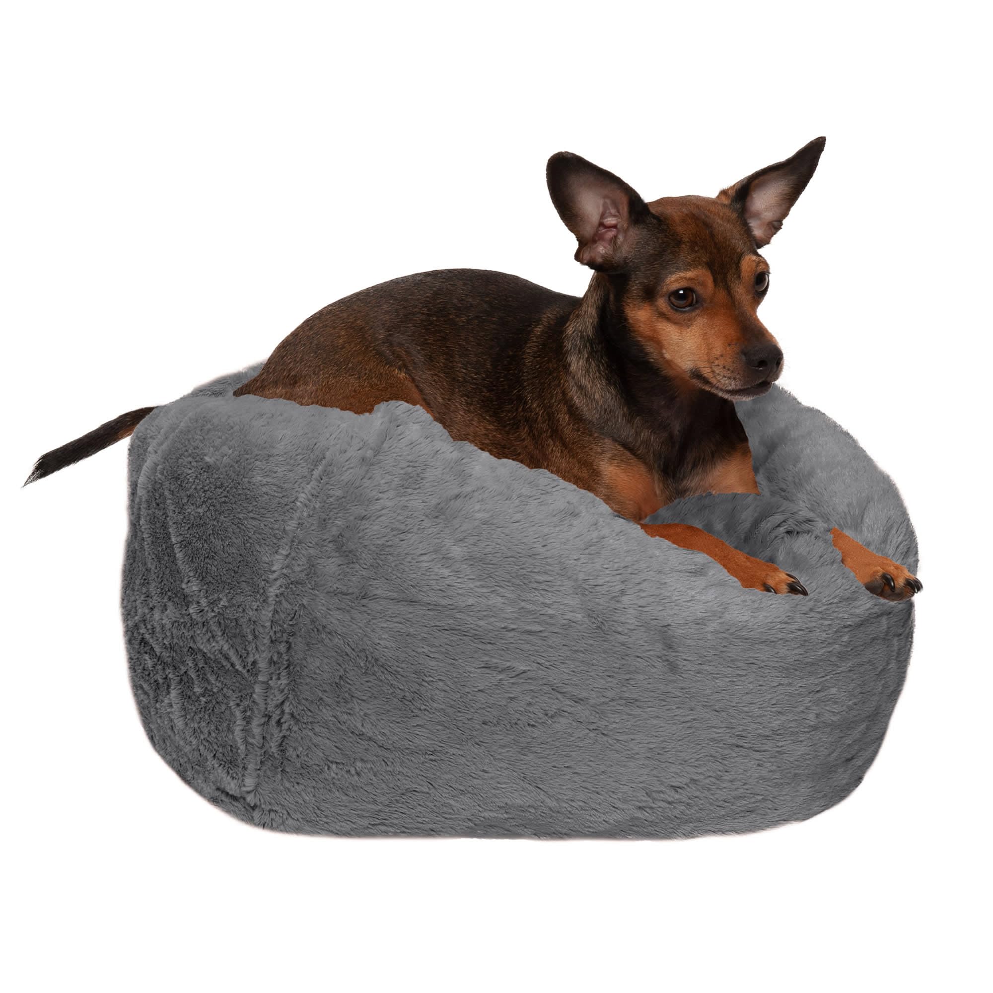 Furhaven Soft & Cozy Dog Bed for Small Dogs, Refillable w/ Removable Washable Cover & Liner, For Dogs Up to 20 lbs - Plush Faux 