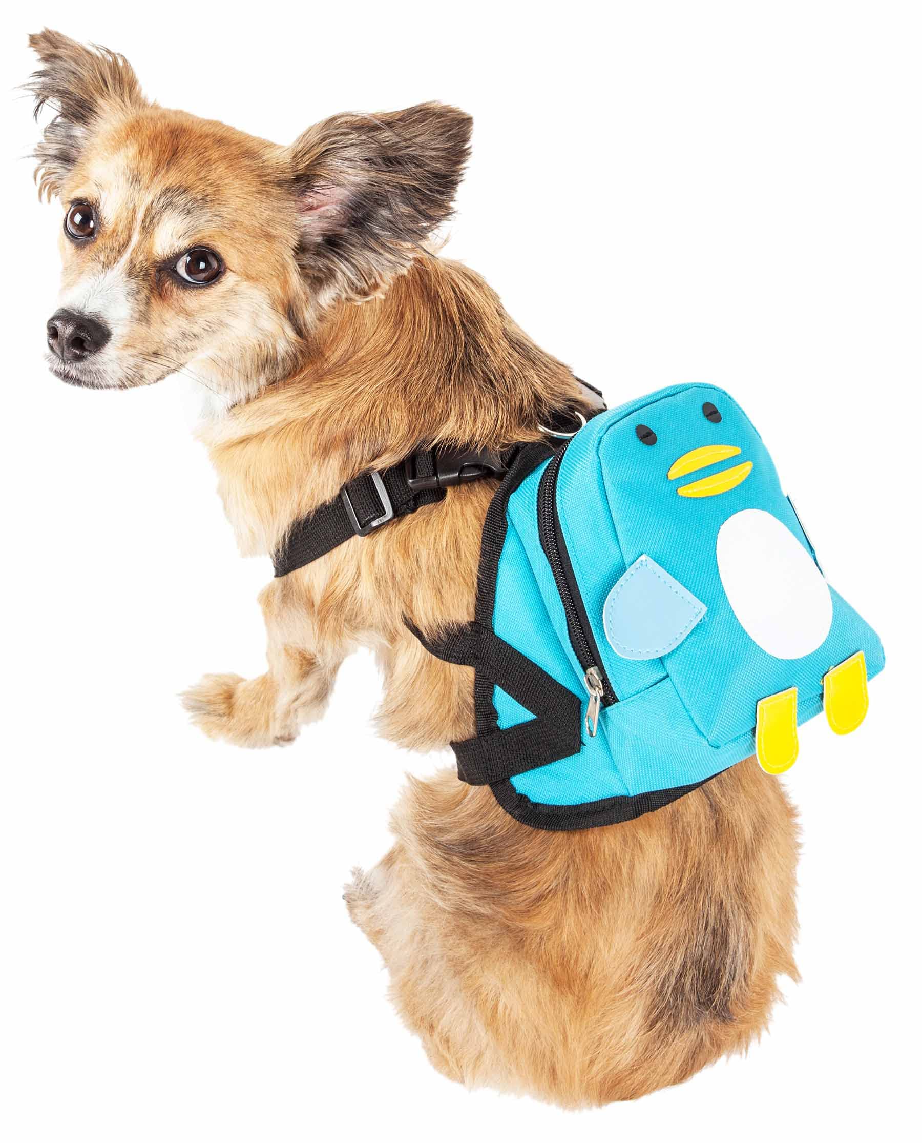 Pet Life ® 'Waggler Hobbler' Large-Pocketed Compartmental Animated Dog Harness And Pet Backpack Carrier With Added Pouch Along The Dog Packpack