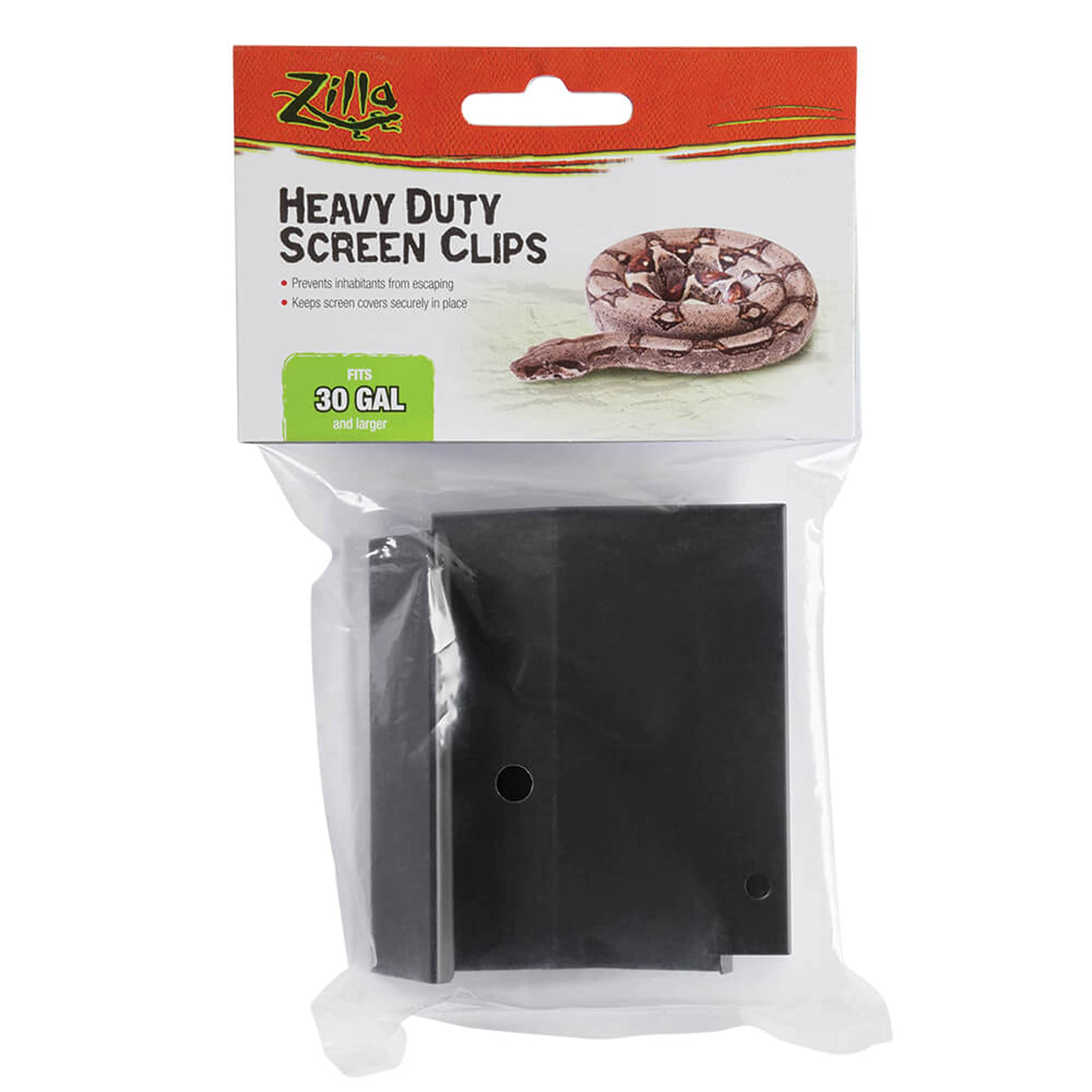 (2 Pack) Zilla Reptile Terrarium Covers Heavty Duty Screen Clips, Large 30Gallon Or Larger, 2 Clips Each