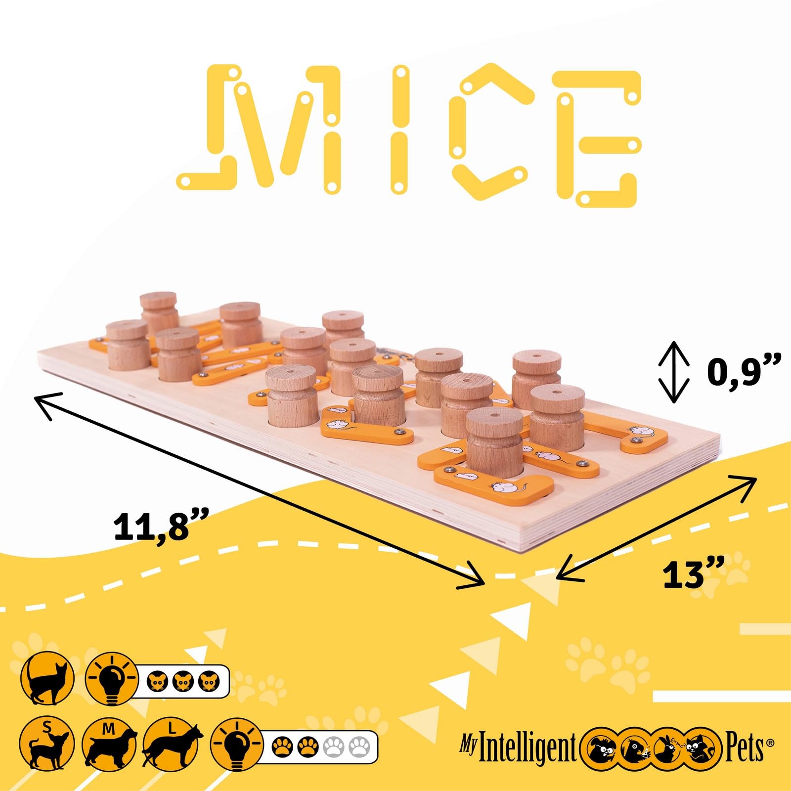 My Intelligent Dogs MICE - Cat and Dog Treat Puzzle, Interactive Wooden Toy for Cats and Dogs - Puzzle Feeder for Mental and Phy