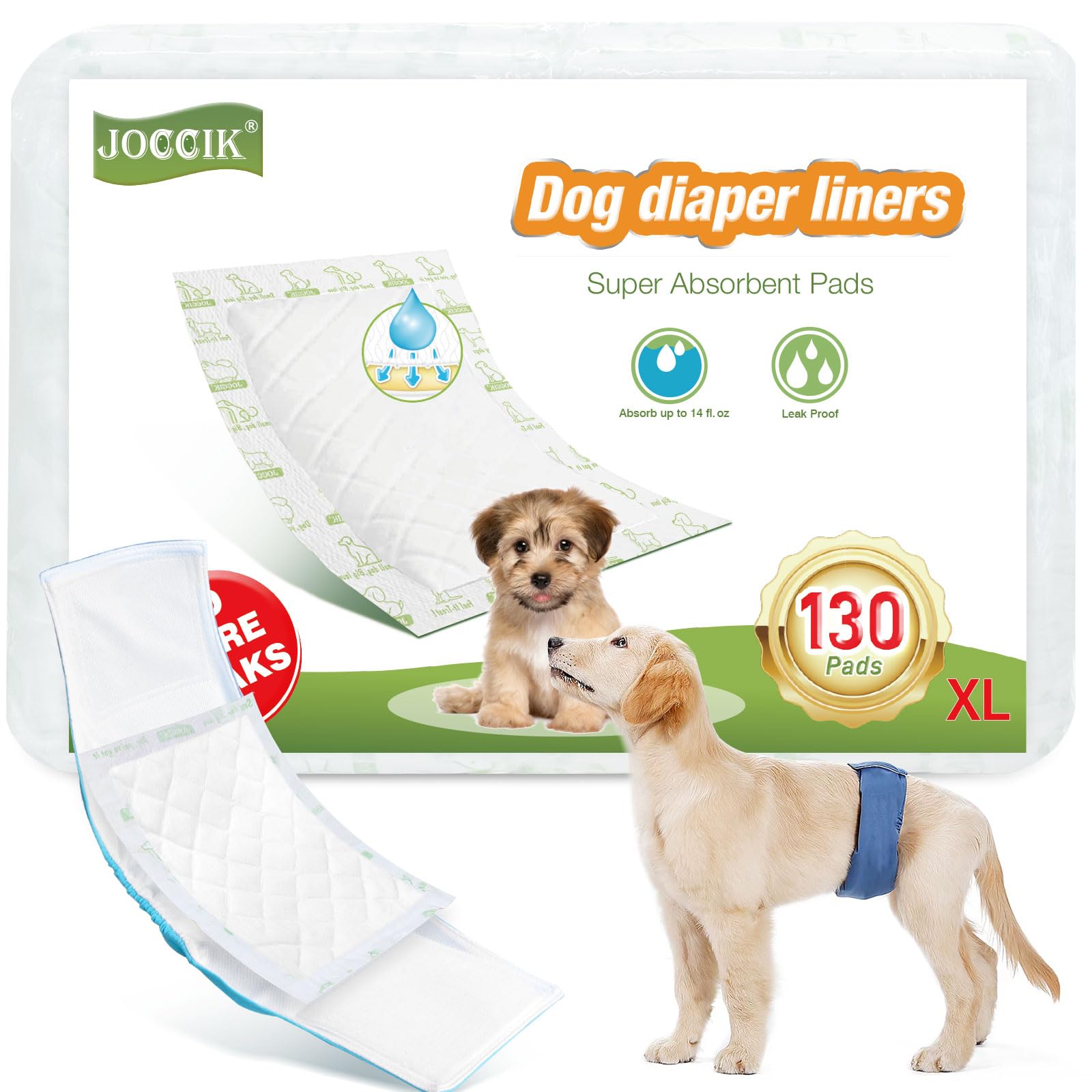Dog Diaper Liners 100Ct Super Soft And Absorbent Dog Diaper Booster Pads For Male Dog Belly Bands Or Female Dog Diapers(X-Large,