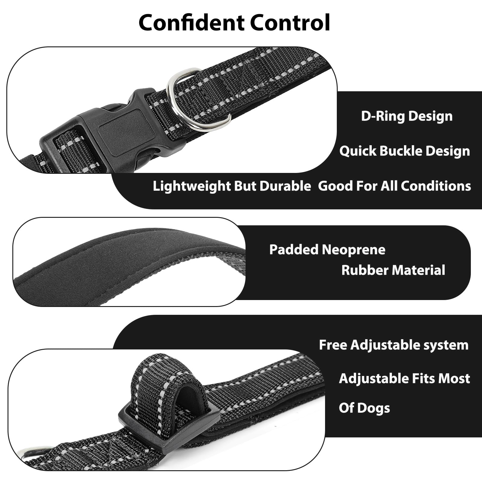 Penseepet Reflective Dog Collar Padded With Soft Neoprene Breathable Quick Release Basic Dog Collars For Puppy Small Dogs Girl B