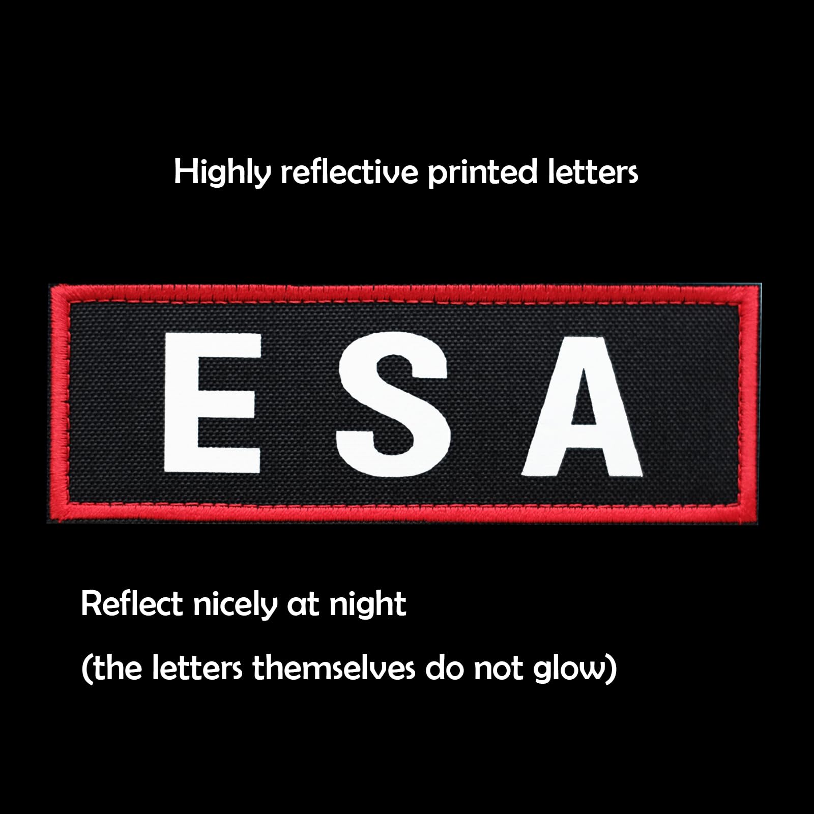 FITZNORA 2 Pcs Reflective ESA Patch with Hook and Loop Fastener, Emotional Support Animal Printed Letters Patch for Dog Vest Har