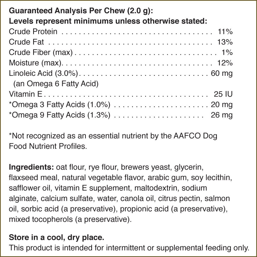Pet Naturals Skin and Coat for Dogs with Dry, Itchy and Irritated Skin, 30 Chews - Salmon Oil, Vitamin E and Flax Oil - No Corn