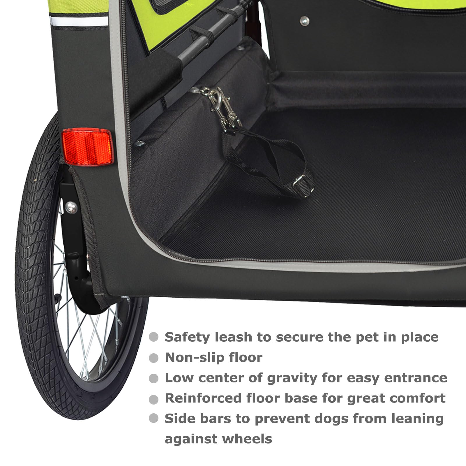 Doggyhut S-Line Xl Pet Bike Trailer & Stroller For Dogs Up To 100 Lbs (Green)