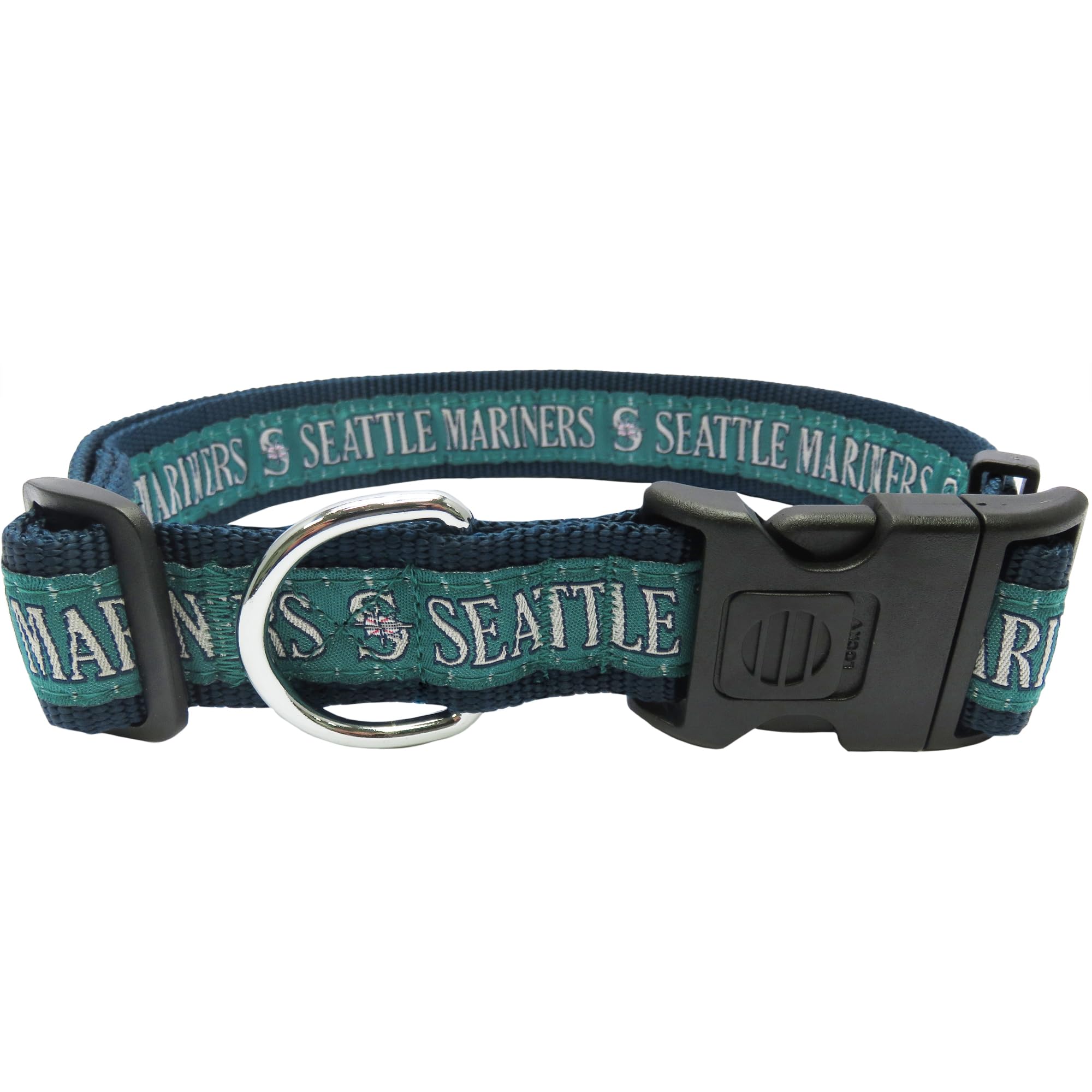 MLB Seattle Mariners Licensed PET COLLAR- Heavy-Duty, Strong, and Durable Dog Collar. Available in 29 Baseball Teams and 4 Sizes