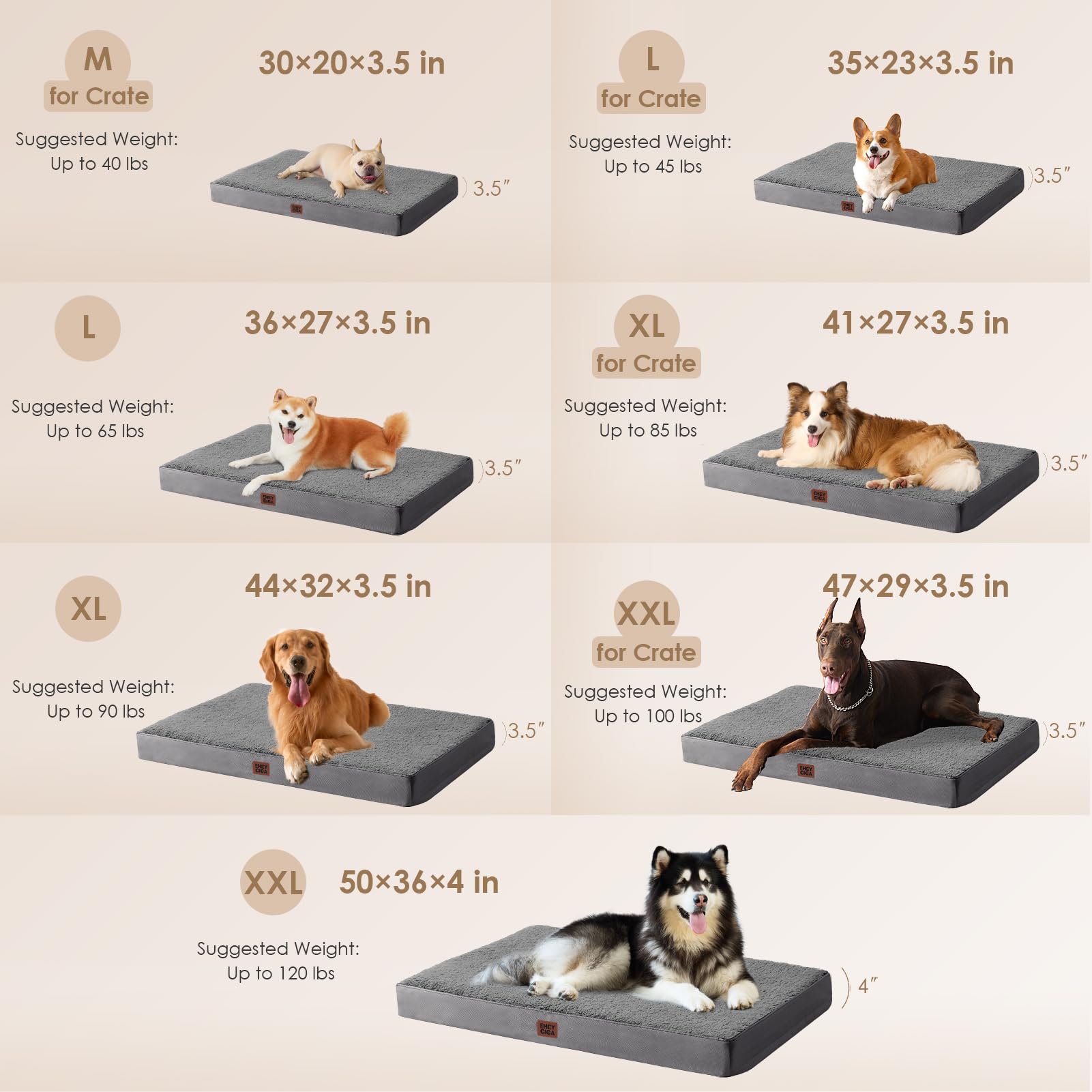 Eheyciga Washable Jumbo Dog Beds For Giant Dogs, Xxl Dog Bed With Removable Cover For Crate, Orthopedic Foam, Grey