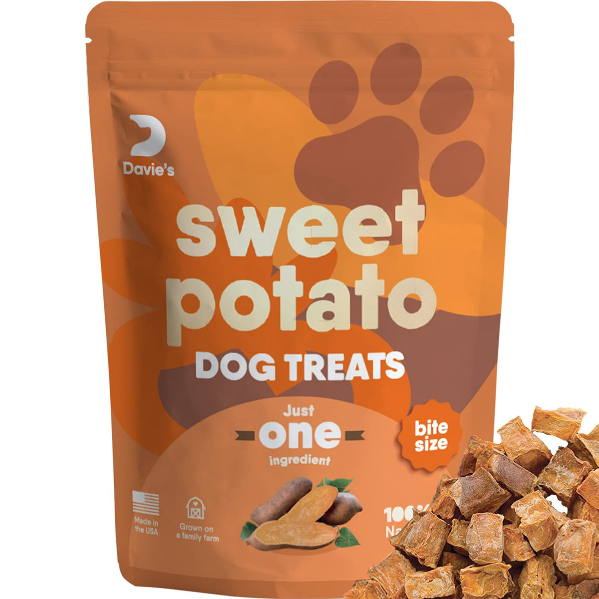 Davie'S Sweet Potato Dog Training Treats - Bite Size Dog Treats For Small Or Large Dogs, Vegan Dog Training Treats, Made In The Usa, Grain Free, Vegetarian Alternative To Rawhide Chews