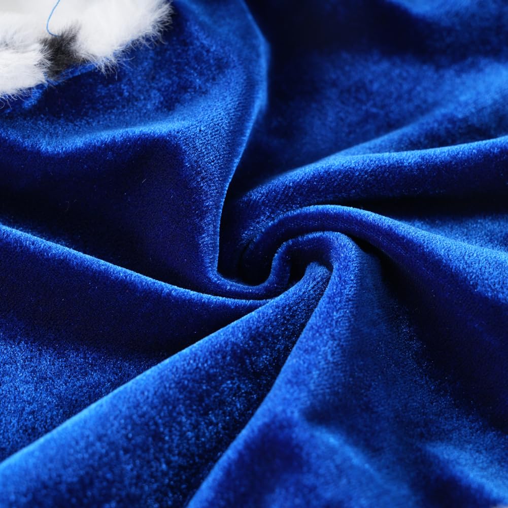 Lovelyshop Pet Serial Lux Fur Blue Cat Dog Cloak For Halloween Costumes, King Queen Prince And Princess Cosplay-M