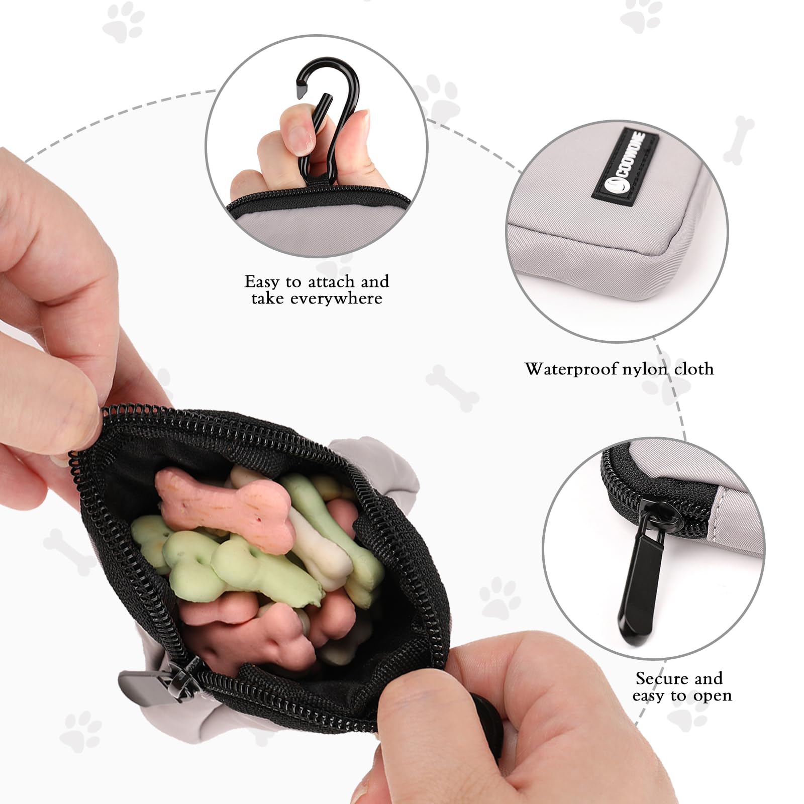 COOWONE Dog Treat Pouch Pocket Sized Pet Puppy Training Pouch for Dog Training Behavior Aids, Waterproof Nylon Fabric Dog Poop B