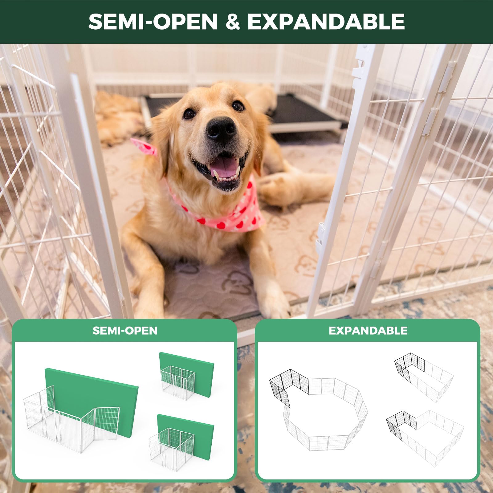 FXW Homeplus 32 Indoor Dog Playpen - 12 Panels, Safe & Stress-Free, Ideal for Puppies & Small Dogs, White - Patented Design