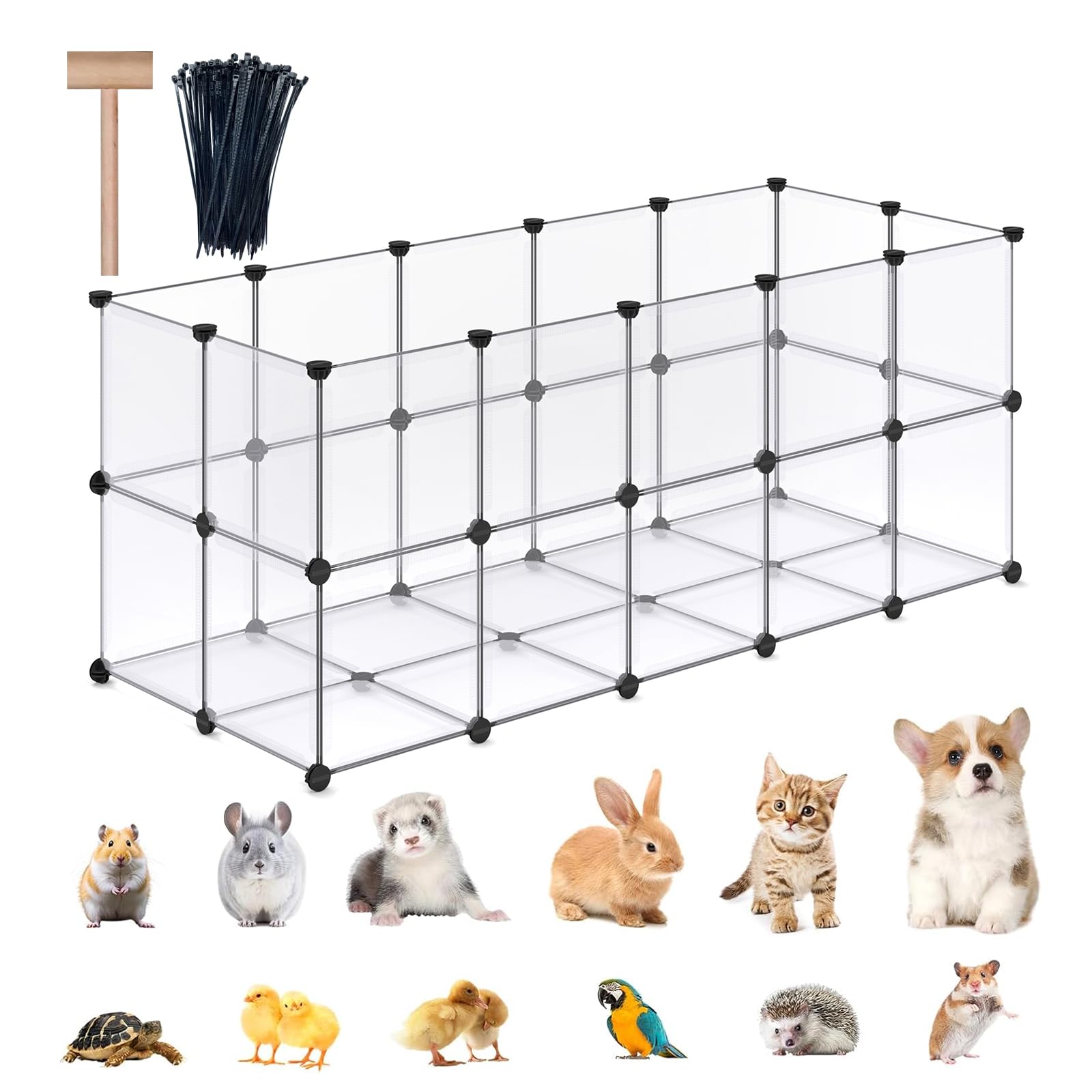 Dinmo Guinea Pig Cages With Floor, Puppy Playpen, Small Animal Playpen For Rabbit, Bunny, Ferret, Hedgehog, Diy, Expanded, Porta