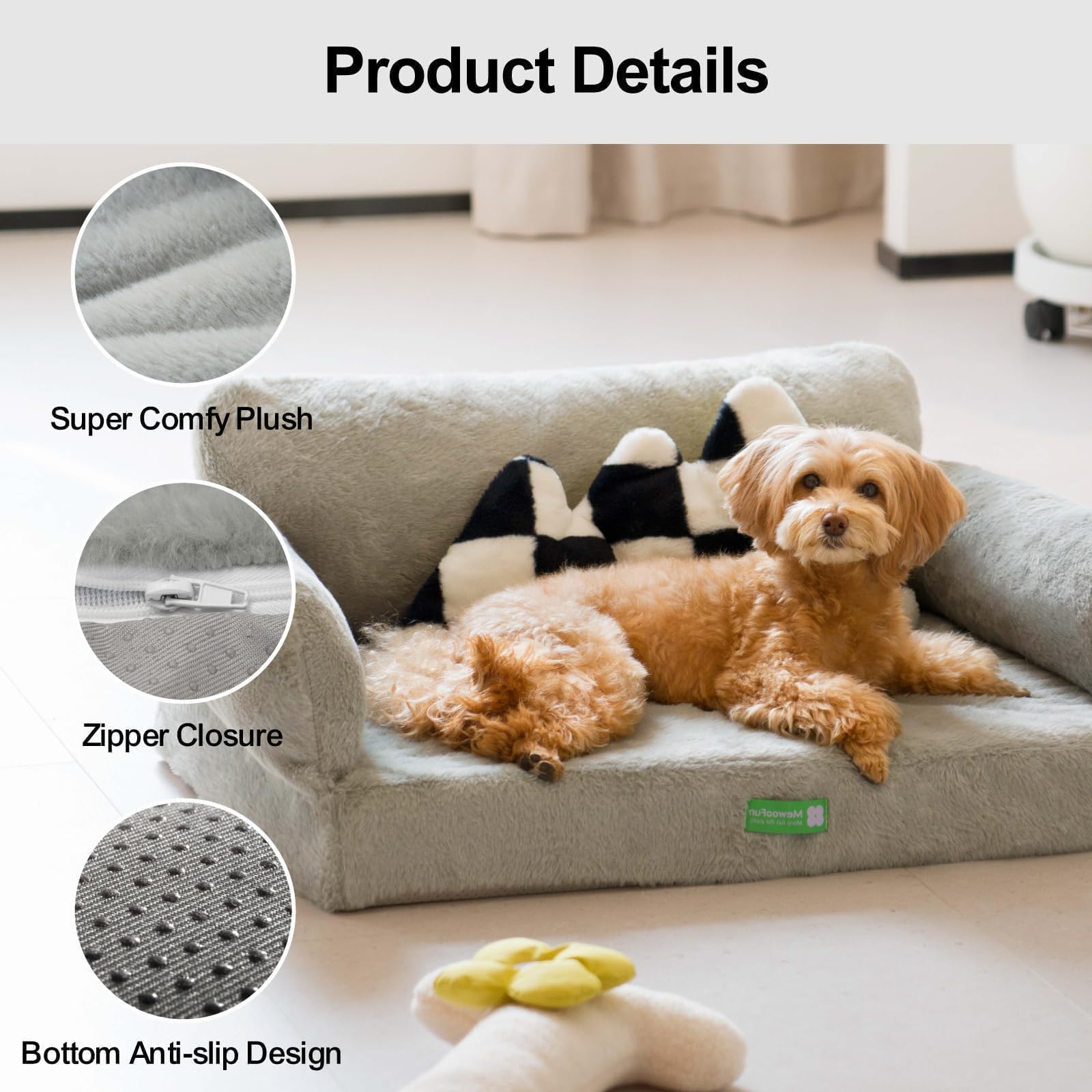 Mewoofun Cat Bed For Indoor Cats Orthopedic Dog Bed For Small Medium Dogs, Egg- Foam Pet Bed With Removable Washable Cover And N
