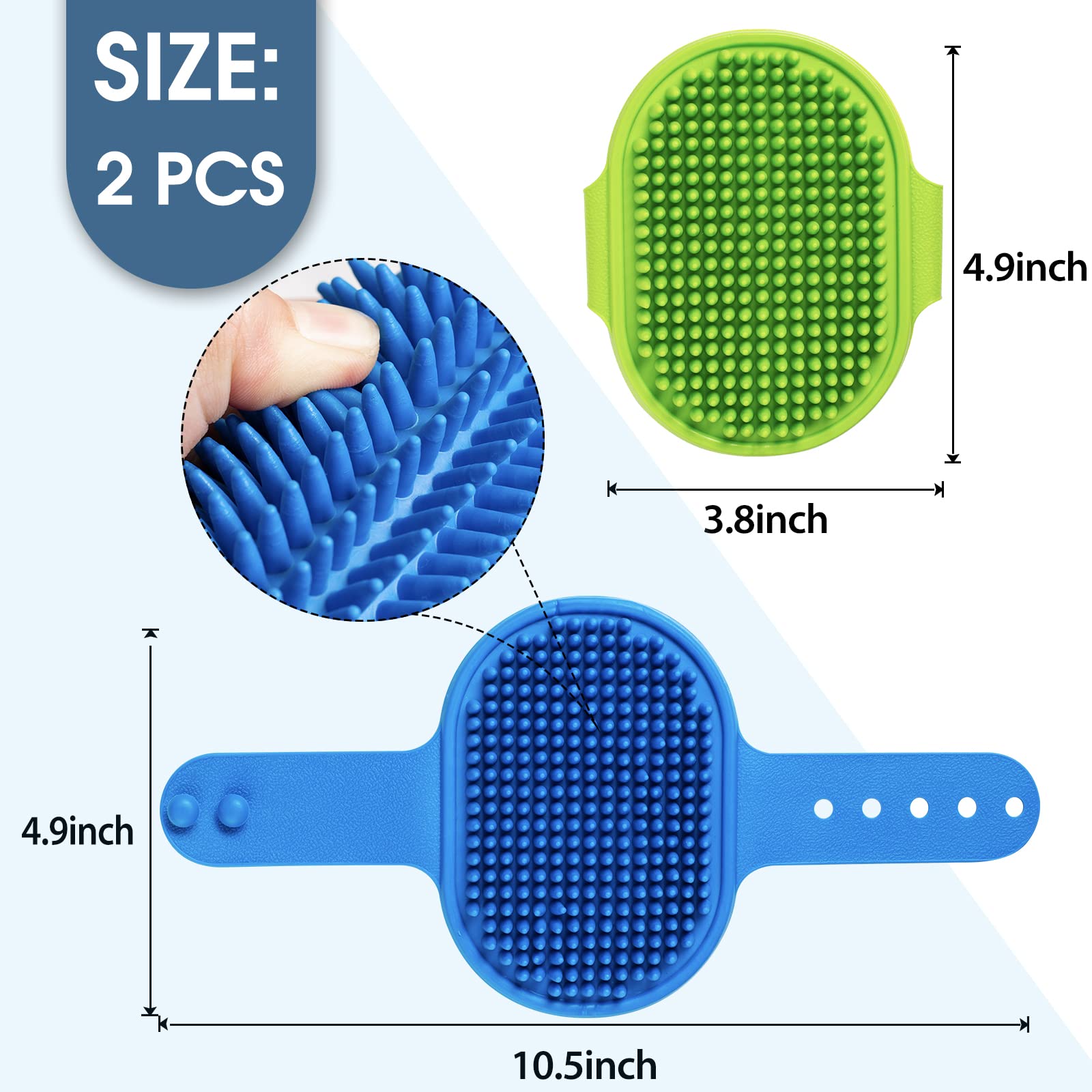 Lilpep Pet Shampoo Bath Brush Soothing Massage Rubber Comb With Adjustable Ring Handle For Long Short Haired Dogs And Cats Grooming, 2 Pcs