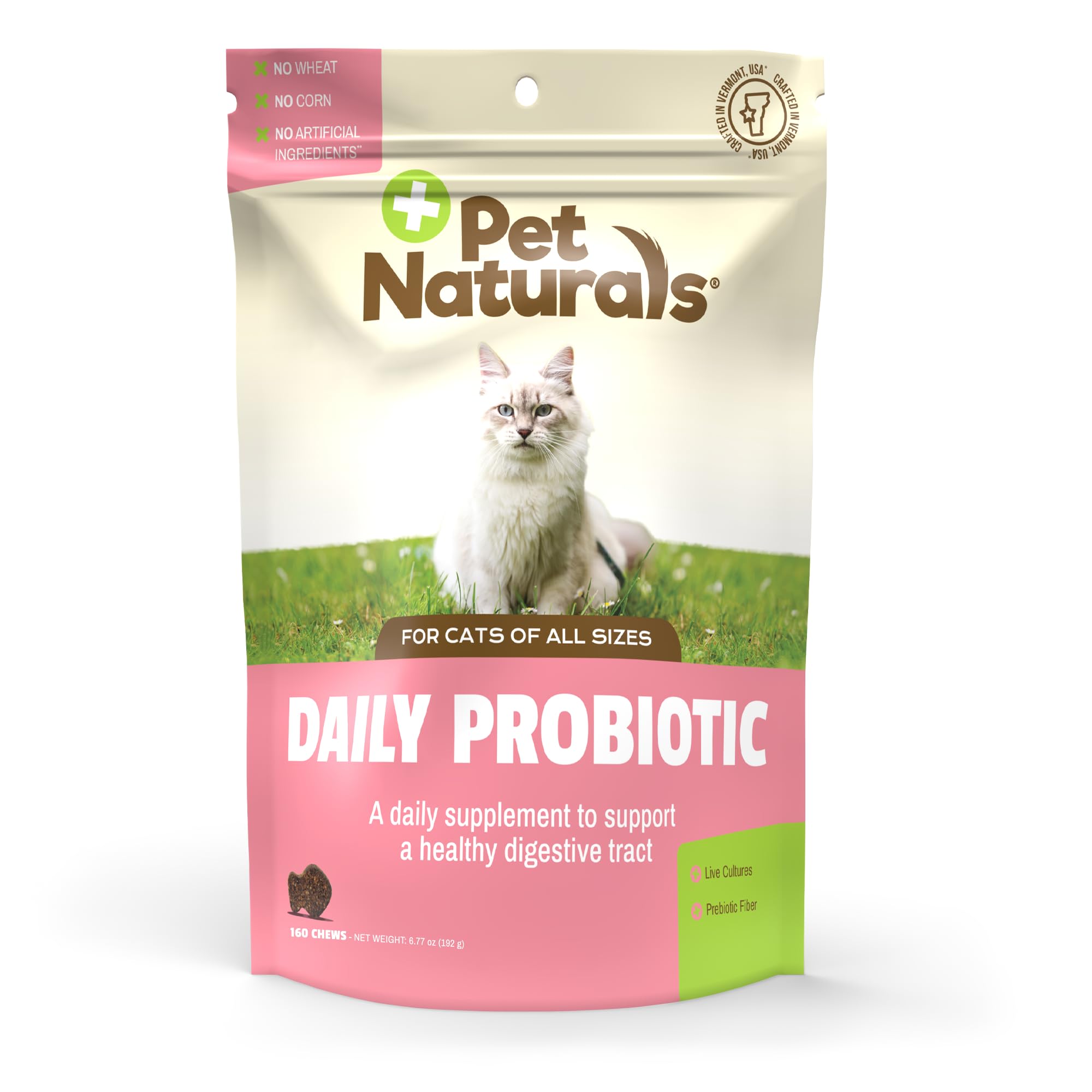 Pet Naturals Daily Probiotic for Cats, 160 Chews - Digestive and Immune Support Supplement for Cats