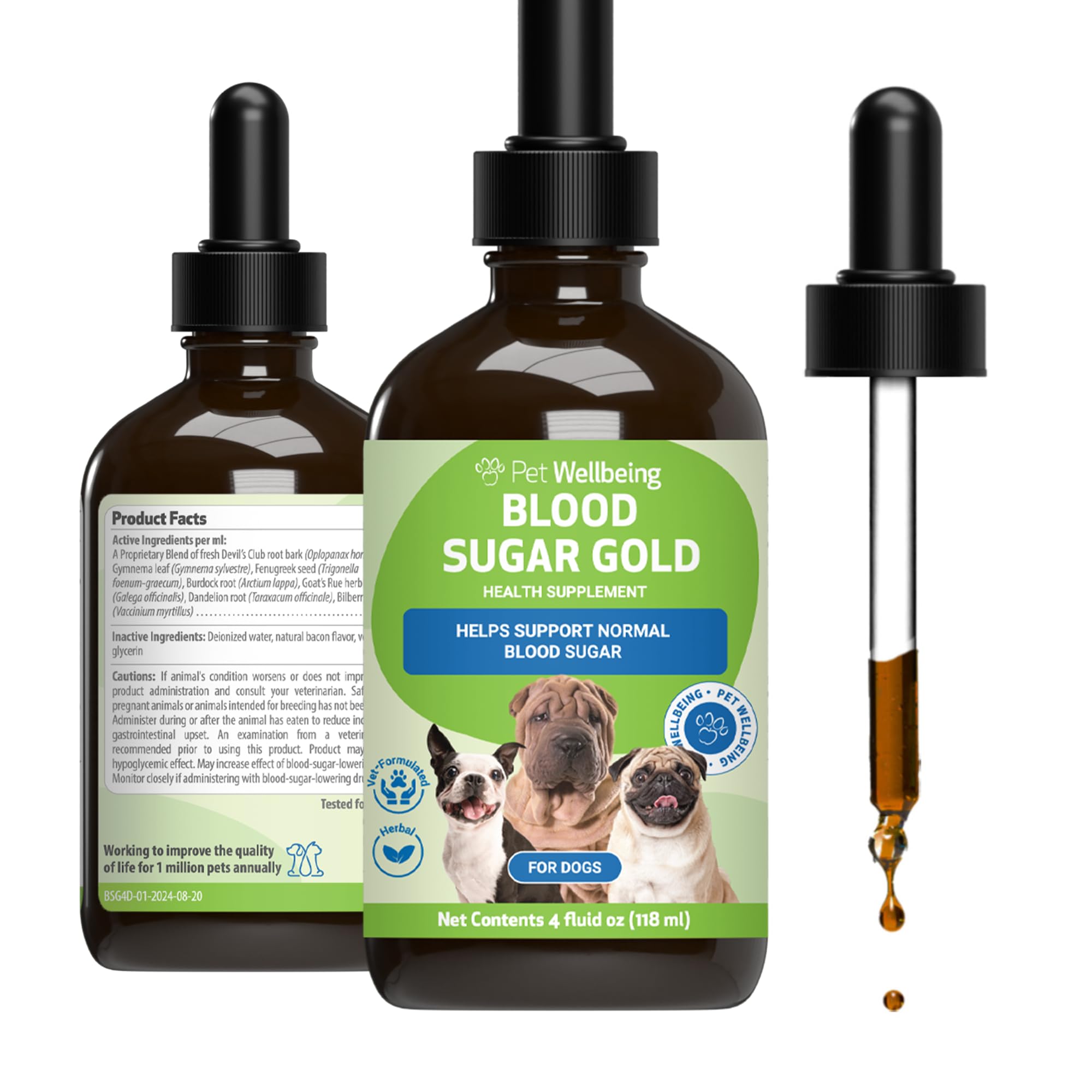 Pet Wellbeing - Blood Sugar Gold Value Size for Dogs & Cats - Natural Support for Healthy Blood Sugar Levels in Your Pet with Di