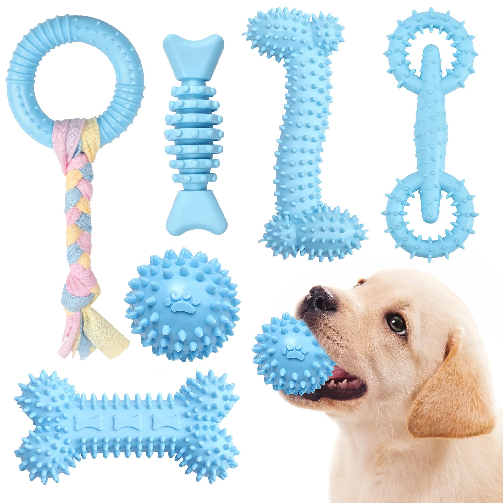 6 Pack Dog Chew Toys For Puppy Cute Blue Small Dog Toys Puppy Dog Toys For Teething Soft Durable Interactive Chew Toy For Small 
