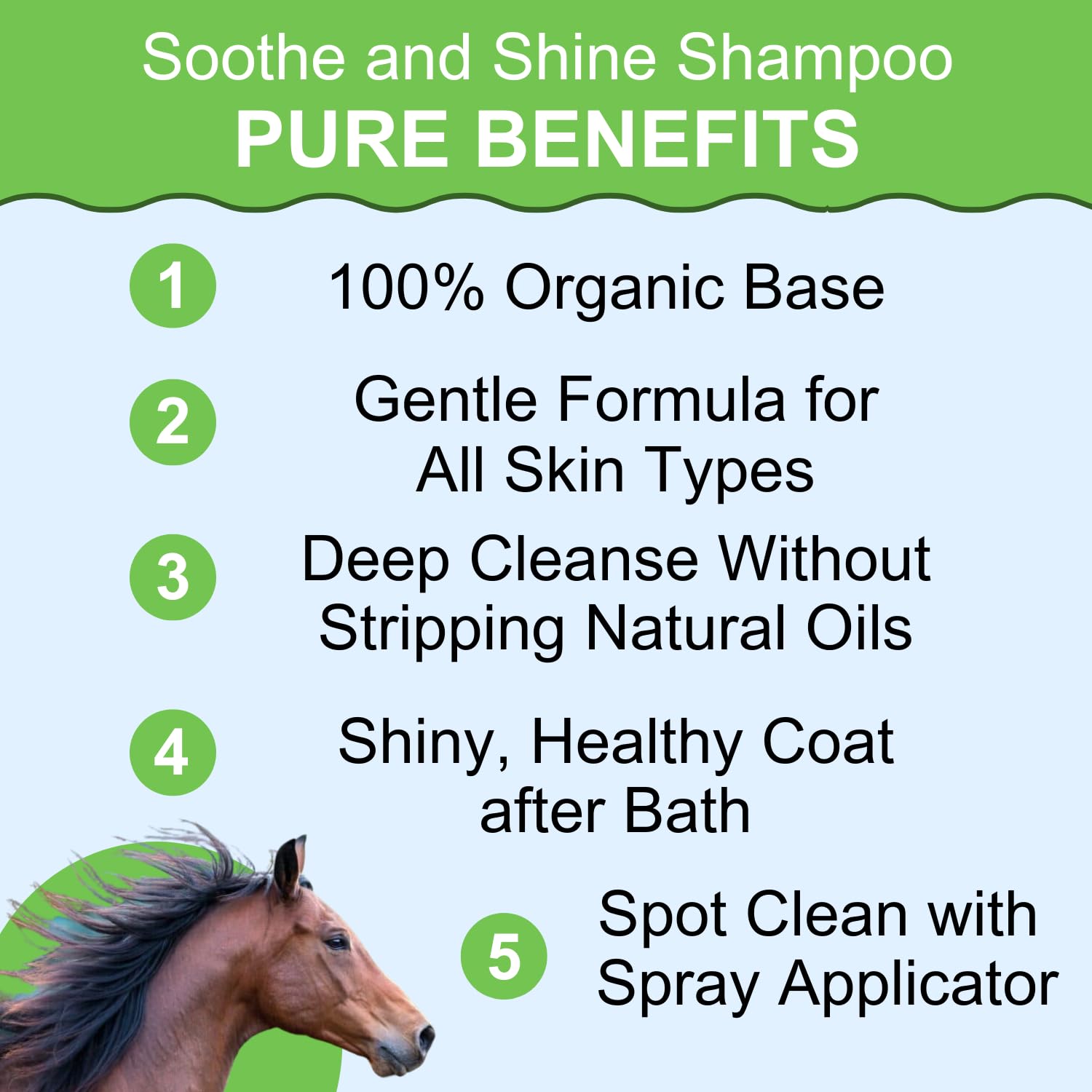 Horse Shampoo - Pure Sole Soothe & Shine Shampoo - Deep Cleaning Moisturizing Shampoo For Body, Mane And Tail - Hydrates Skin An