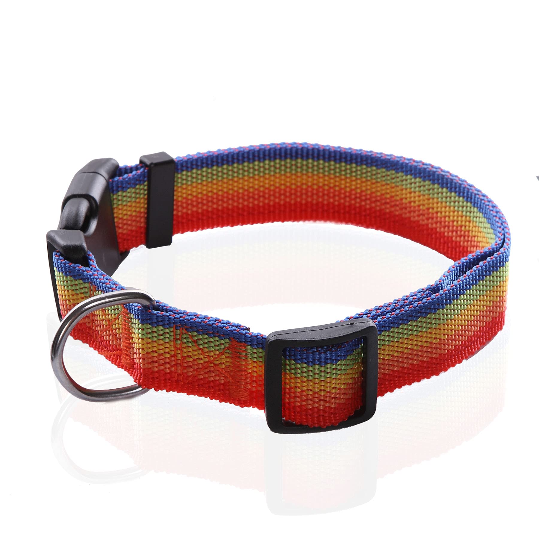 Adjustable Nylon Dog Collar, Durable Pet Collar 1 Inch 3/4 Inch 5/8 Inch Wide, For Large Medium Small Dogs (L(1' X 16-23'), Rainbow)